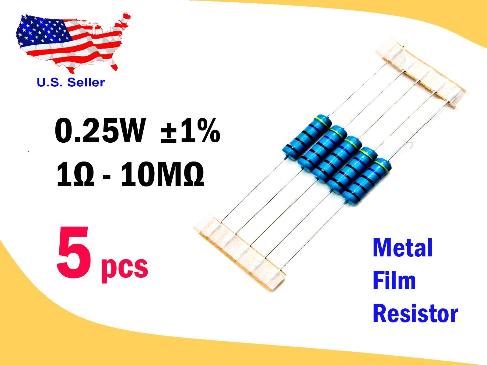 0.25W 1Ω – 10MΩ ±1% Metal Film Resistor (5 pcs) – Free & Fast shipping