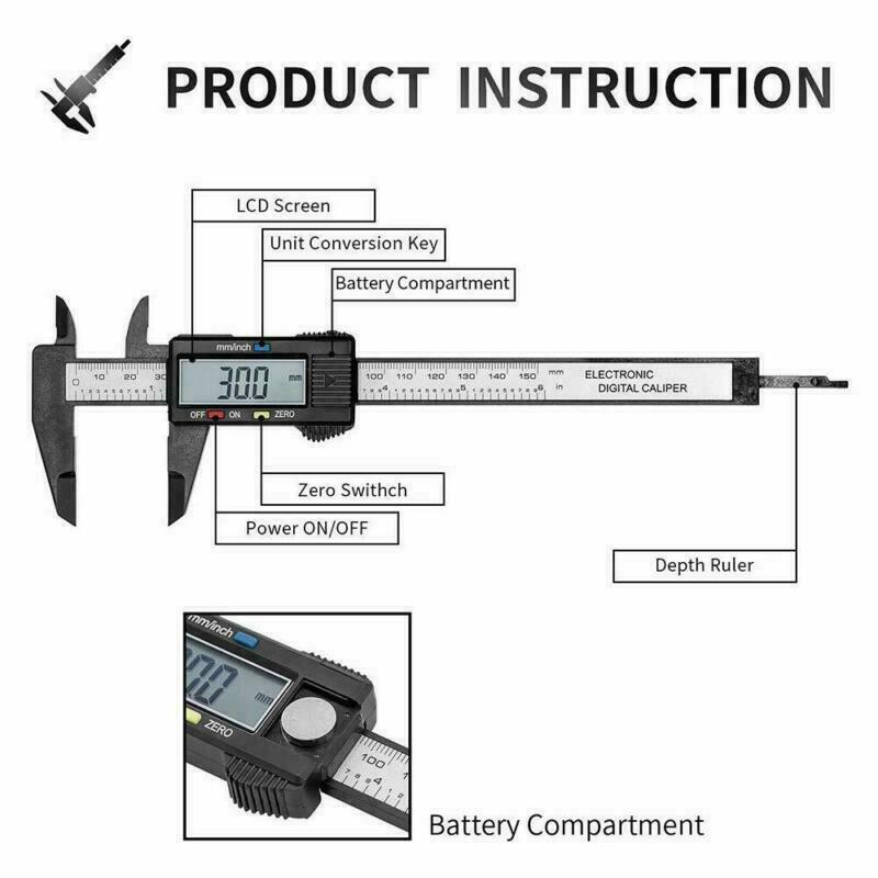 6» LCD Digital Vernier Caliper Micrometer Measure Tool Gauge Ruler 150mm