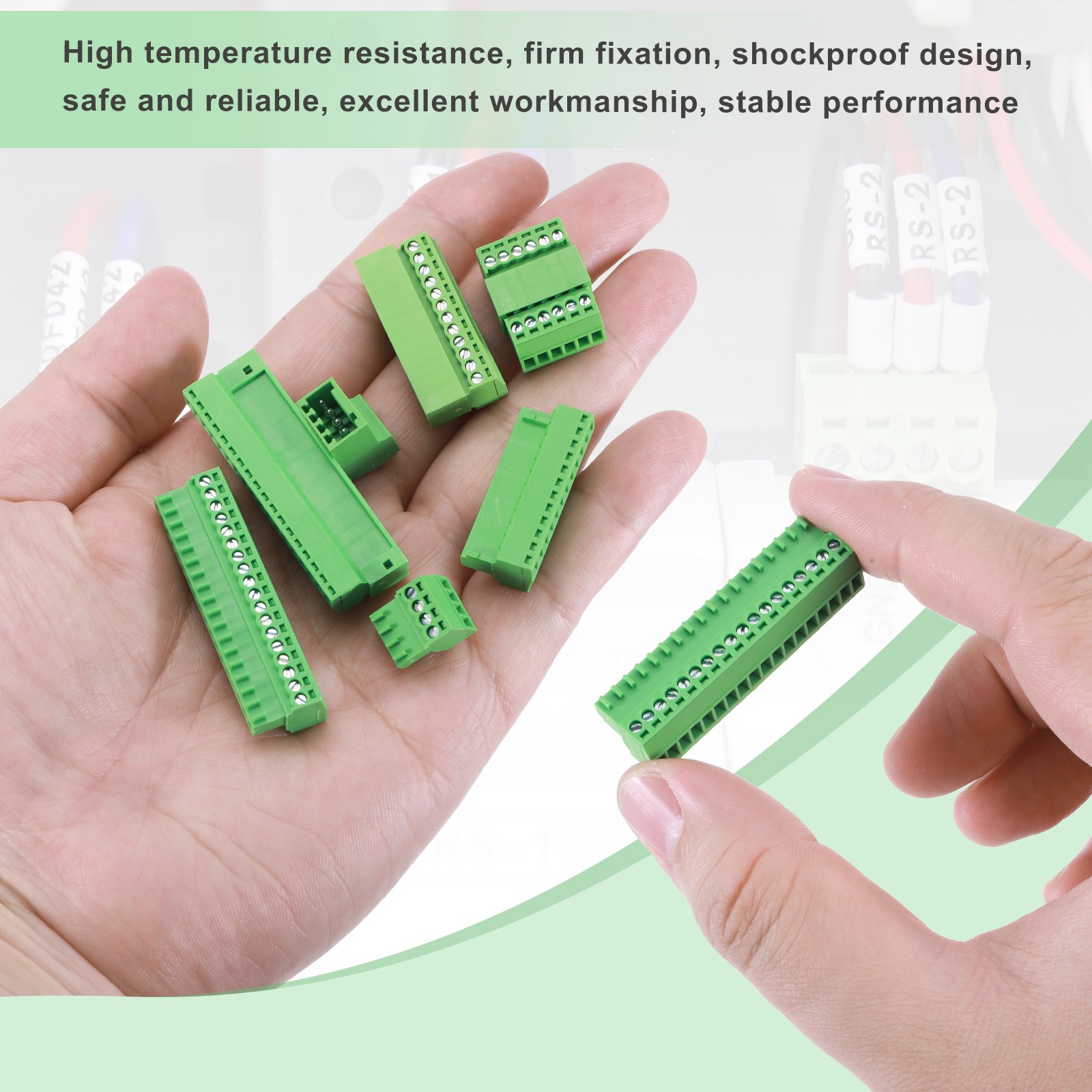 8 Set 2 Pin 5mm 0.2 Inch Pitch PCB Mount Screw Terminal Male Female, Green