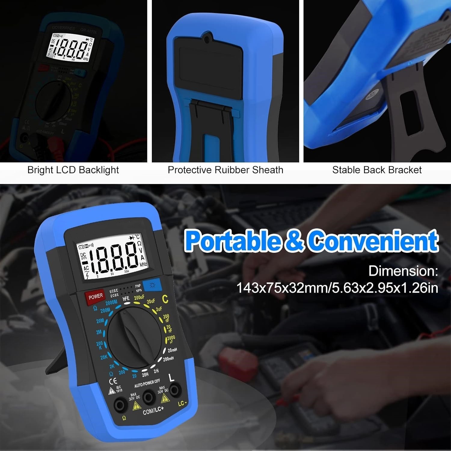 Digital Multimeter Capacitance Resistance Inductance hFE Tester LCR Meter Tool