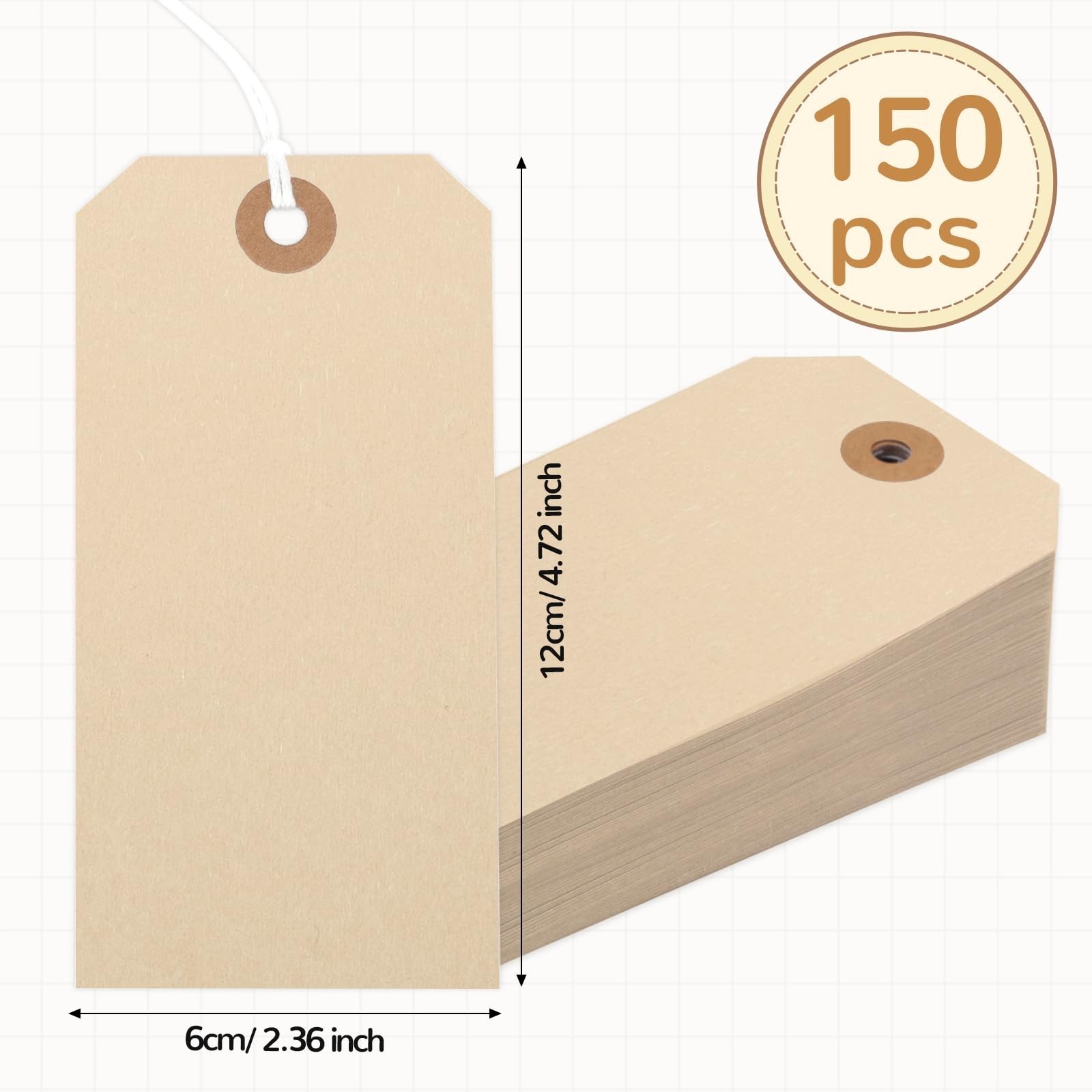 150PCS Blank Shipping Tag, 4 3/4 x 2 3/8 inches Manila Label Tags (Brown) | L…