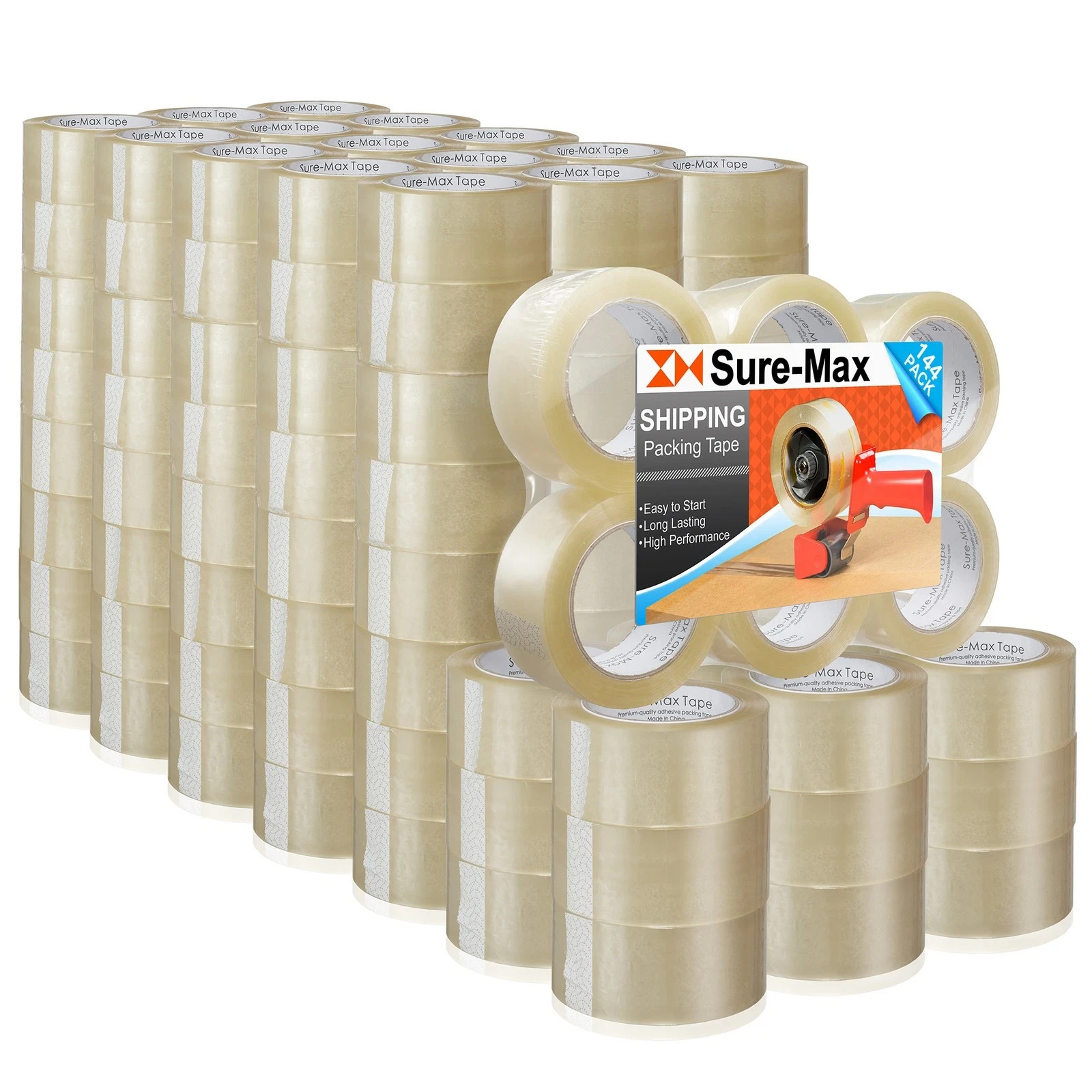 144 Rolls Clear Carton Sealing Packing Tape Shipping – 1.8 mil 2″ x 72 Yards