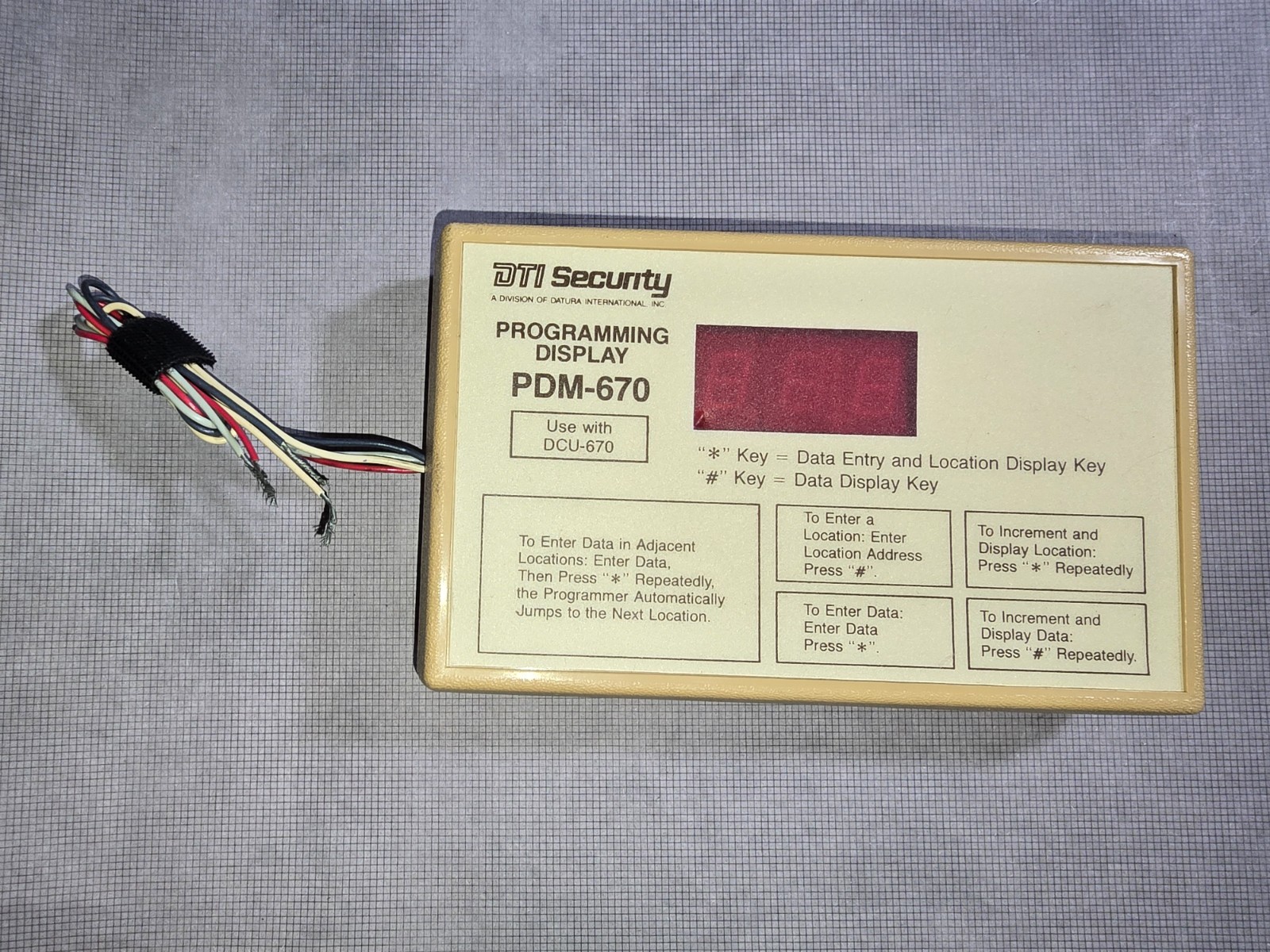 DTI Security / Datura International PDM-670 Programming Display use with DCU-670