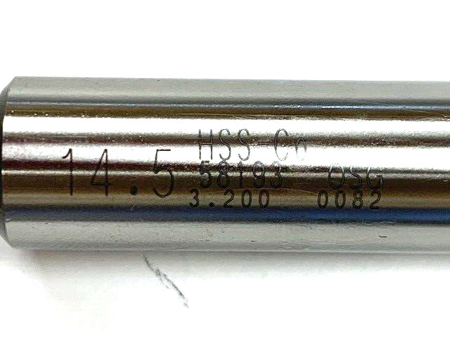 14.50 mm 4 FLUTE SINGLE END COBALT END MILL 1/2″ SHANK OSG 5819300