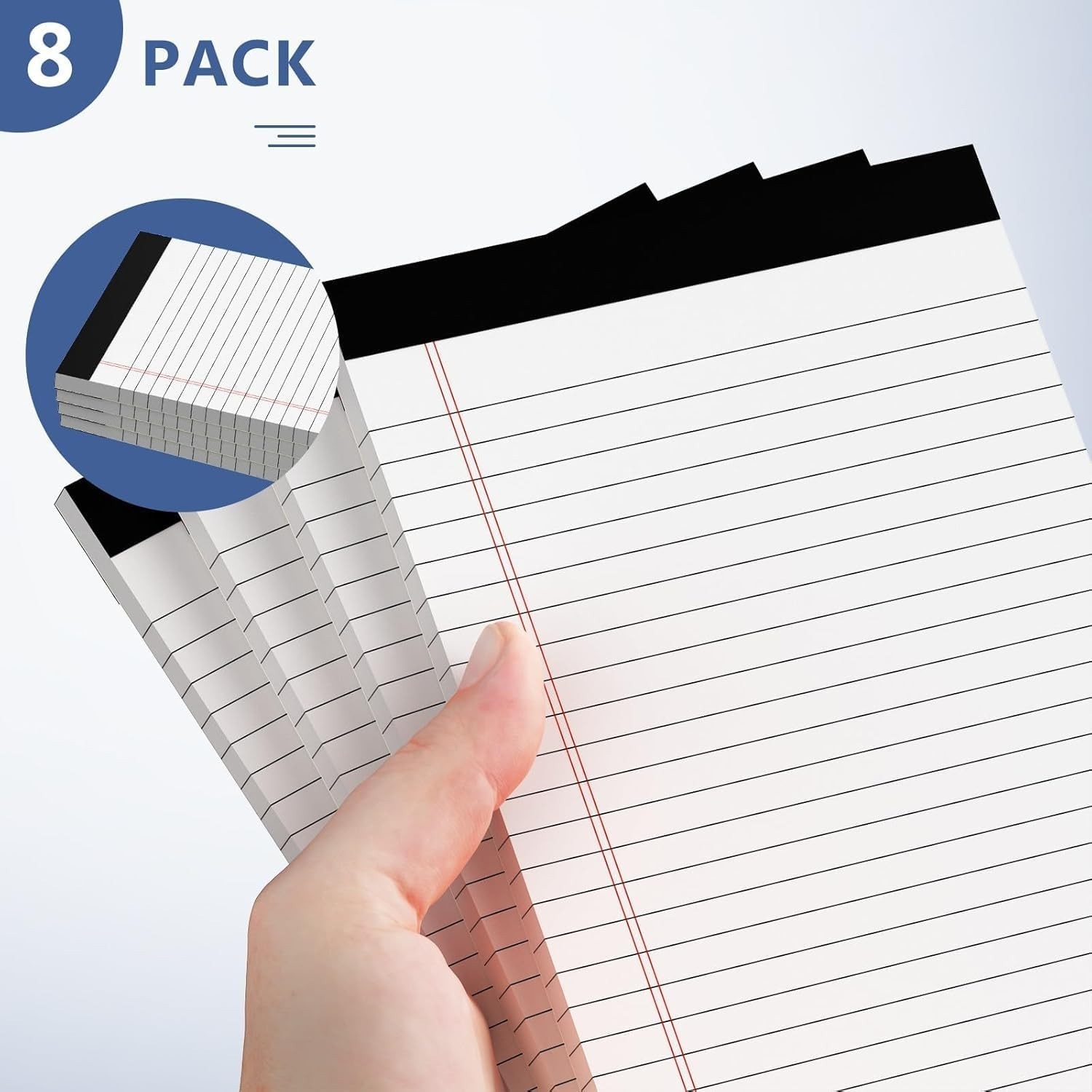 Durable 5×8 Inch Legal Pads – 8 Pack of College Ruled Notebooks for Everyday Use