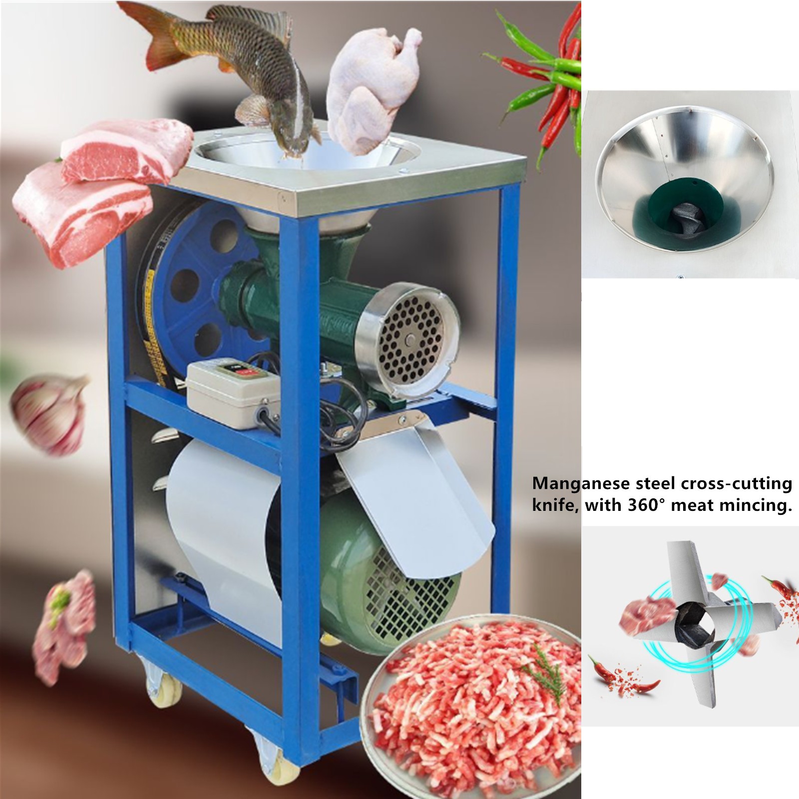 Fish Chicken Bones Crusher Feed Processer Meat Grinder Feed Machine US Plug