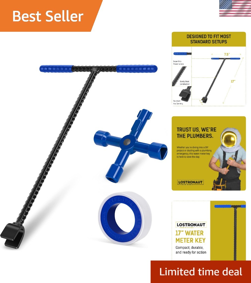 Versatile 17″ Water Meter Key with Powder Coated Finish for Garden and Plumbing