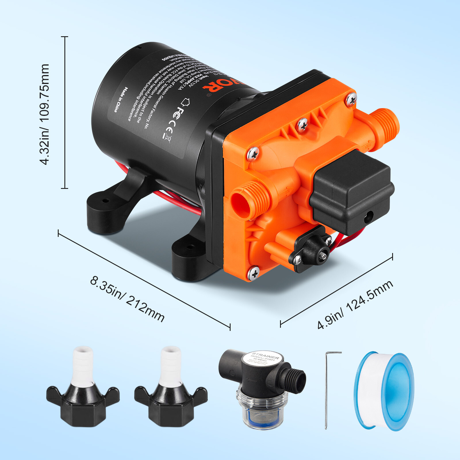 VEVOR 12V Water Pressure Diaphragm Pump Self-Priming Pump 55 PSI 3.5 GPM Boat RV