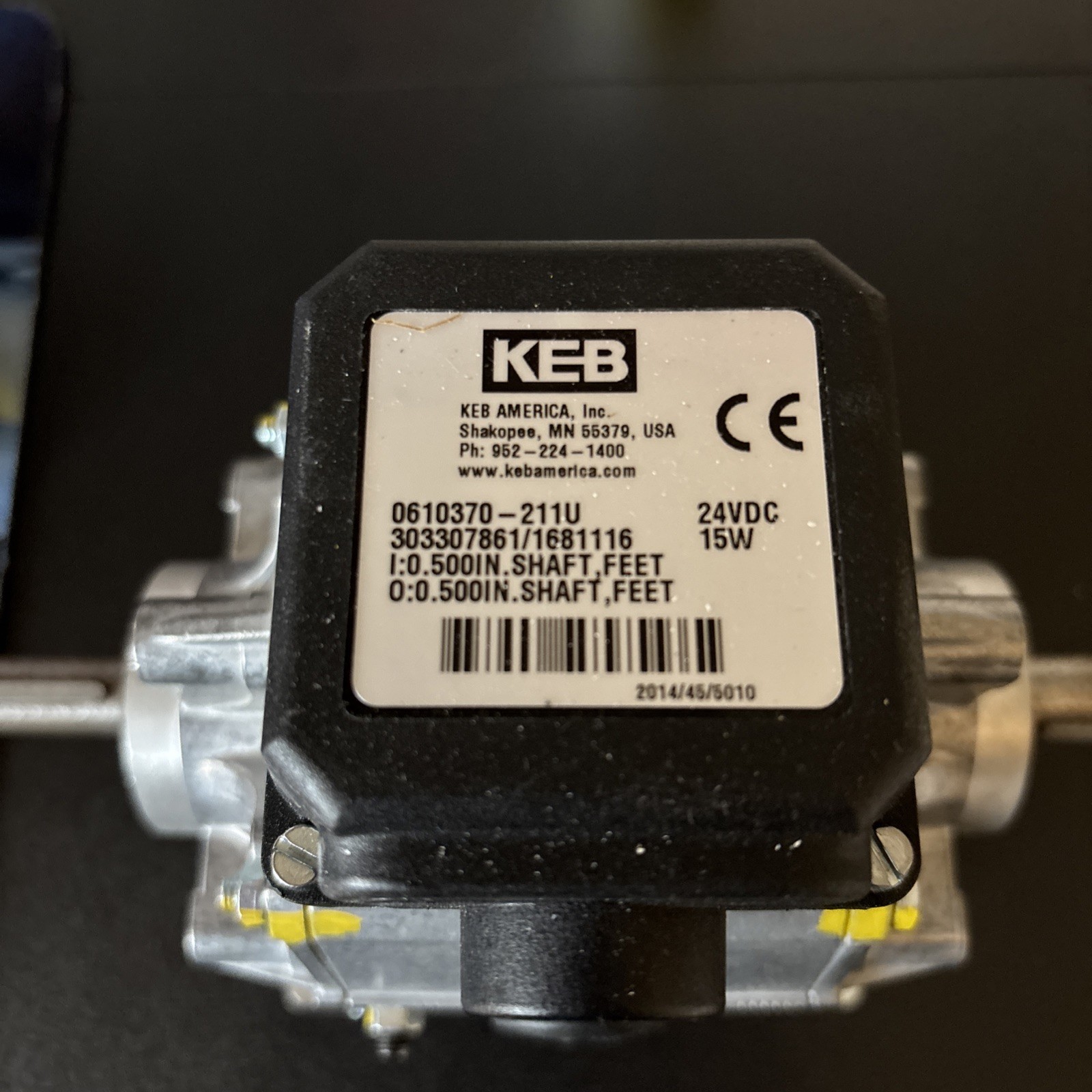 KEB 0610370-211U Electromagnetic Brake 24VDC 15W Dual Shaft 0.500in
