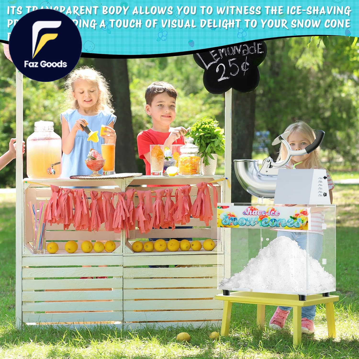 48L Snow Cone Machine 500LB/H Commercial Shaved Ice Machine for Snow Cones