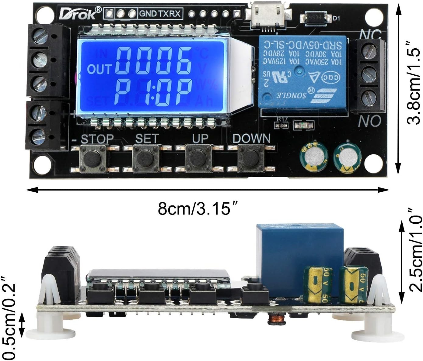 Time Delay Relay, DC 5V/12V/24V Timer Relay Delay-Off Cycle 0.01s-9999mins Ad…
