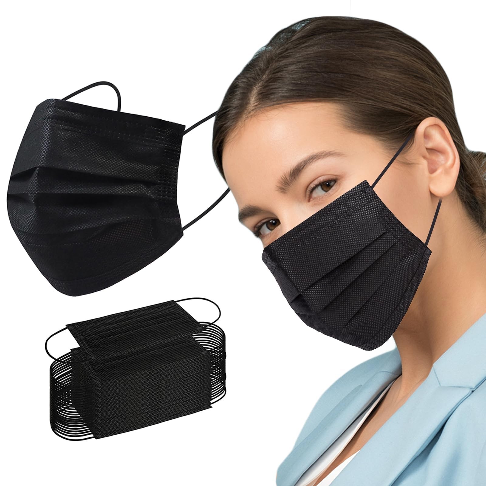 Disposable , 100 PCS Black Masks, 3 Ply Protection Masks
