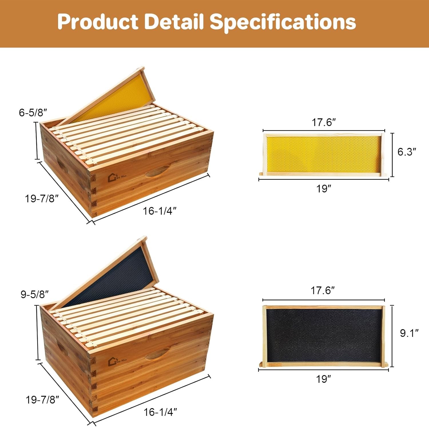Beehive 20 Frame Complete Box Kit (10 Deep-10 Medium) Langstroth Beekeeping US