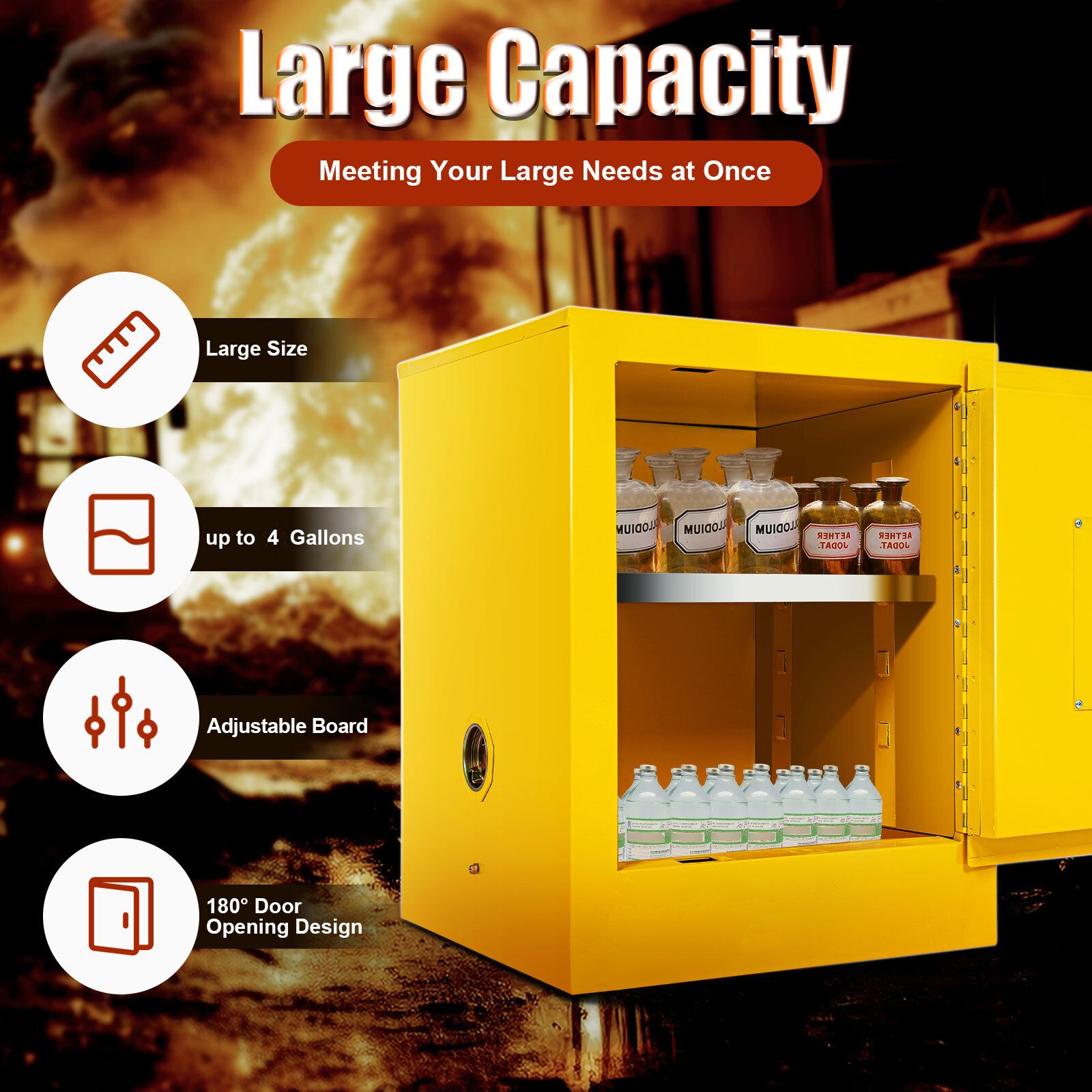 45.5L/12gal Fireproof Safety Storage Welded Cabinet Bin Flammable Liquid Storage