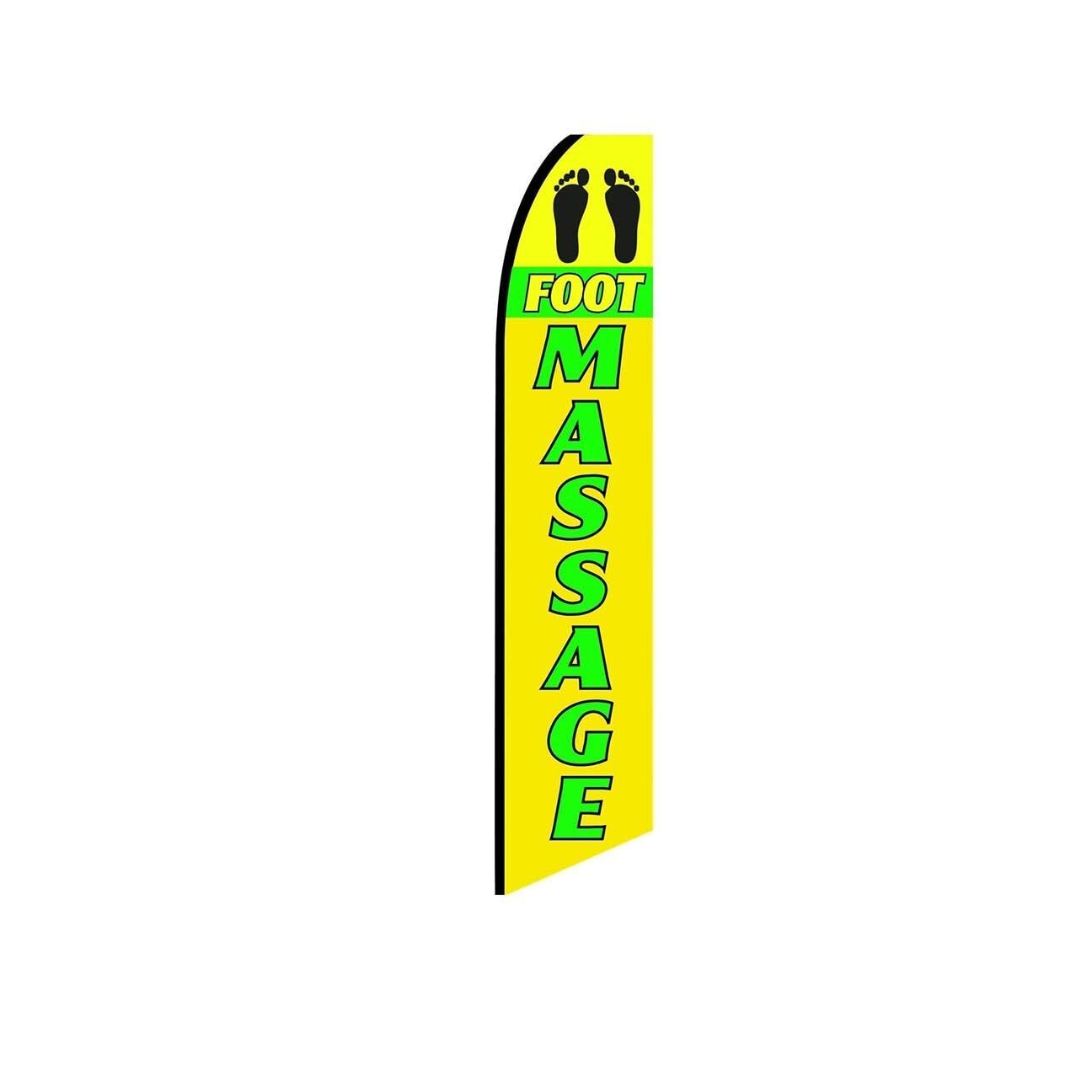 Foot Massage Yellow Swooper Flutter Feather Flag | 3ft W x 11.5ft Tall