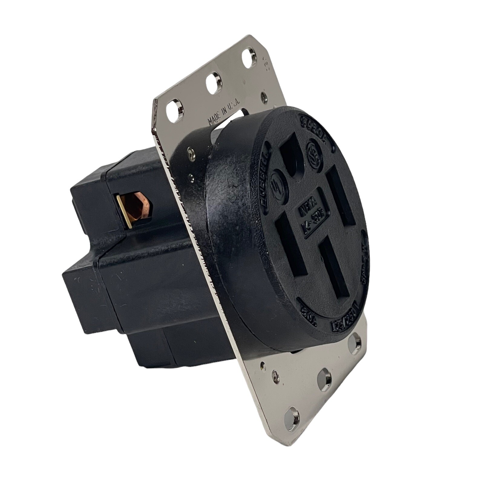 HBL9450A Hubbell Kellems Receptacle 3Pole 4-Wire Ground 50A 125/250V Flush Black
