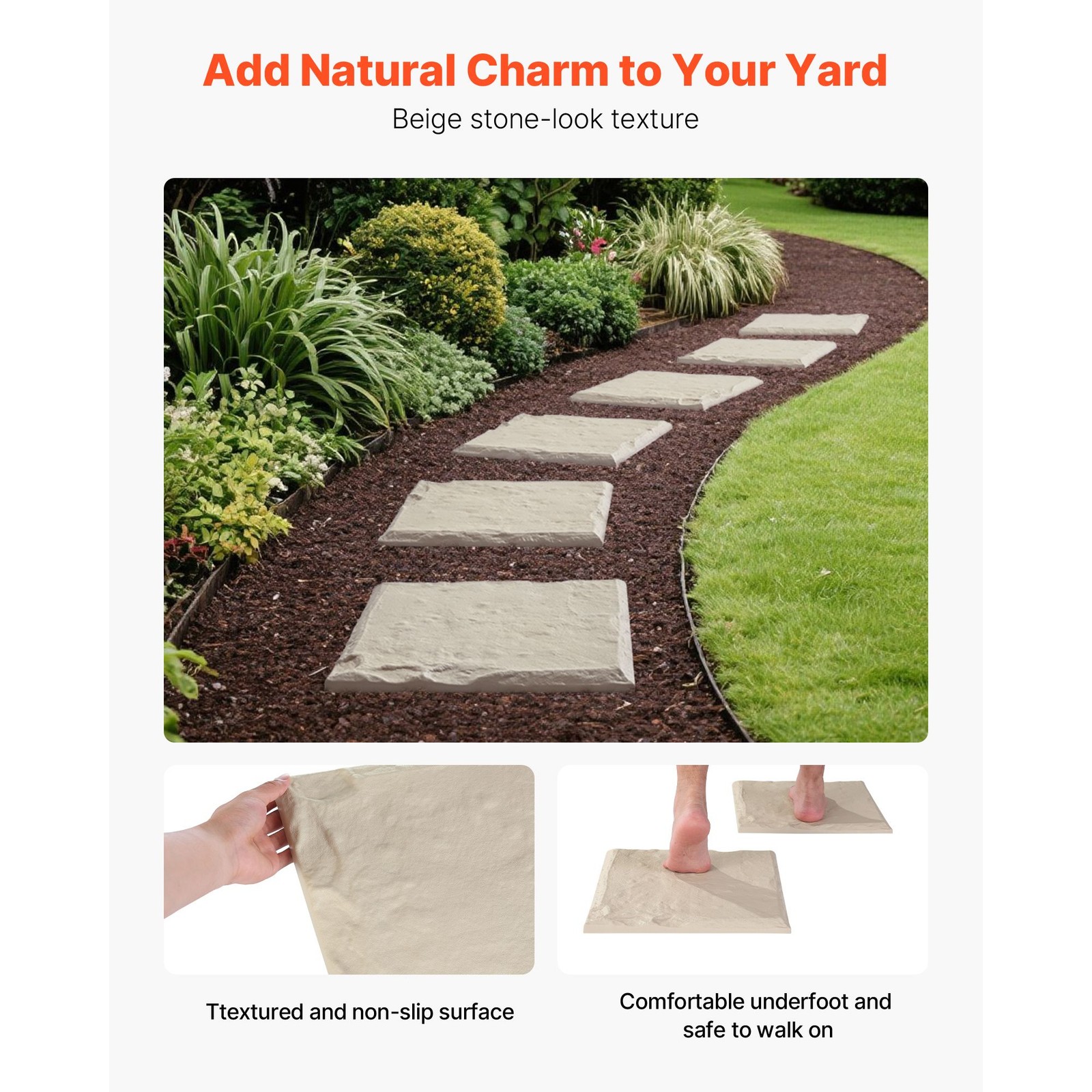 16pc 15.5in Garden Stepping Stones with Stakes, Weather – Resistant Plastic