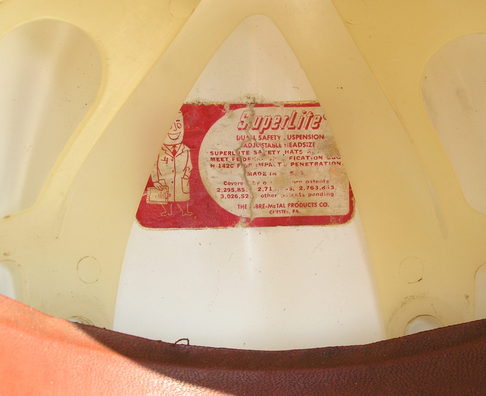 Vintage Fibre Metal Super Lite White Aluminium Hard Hat w/Liner