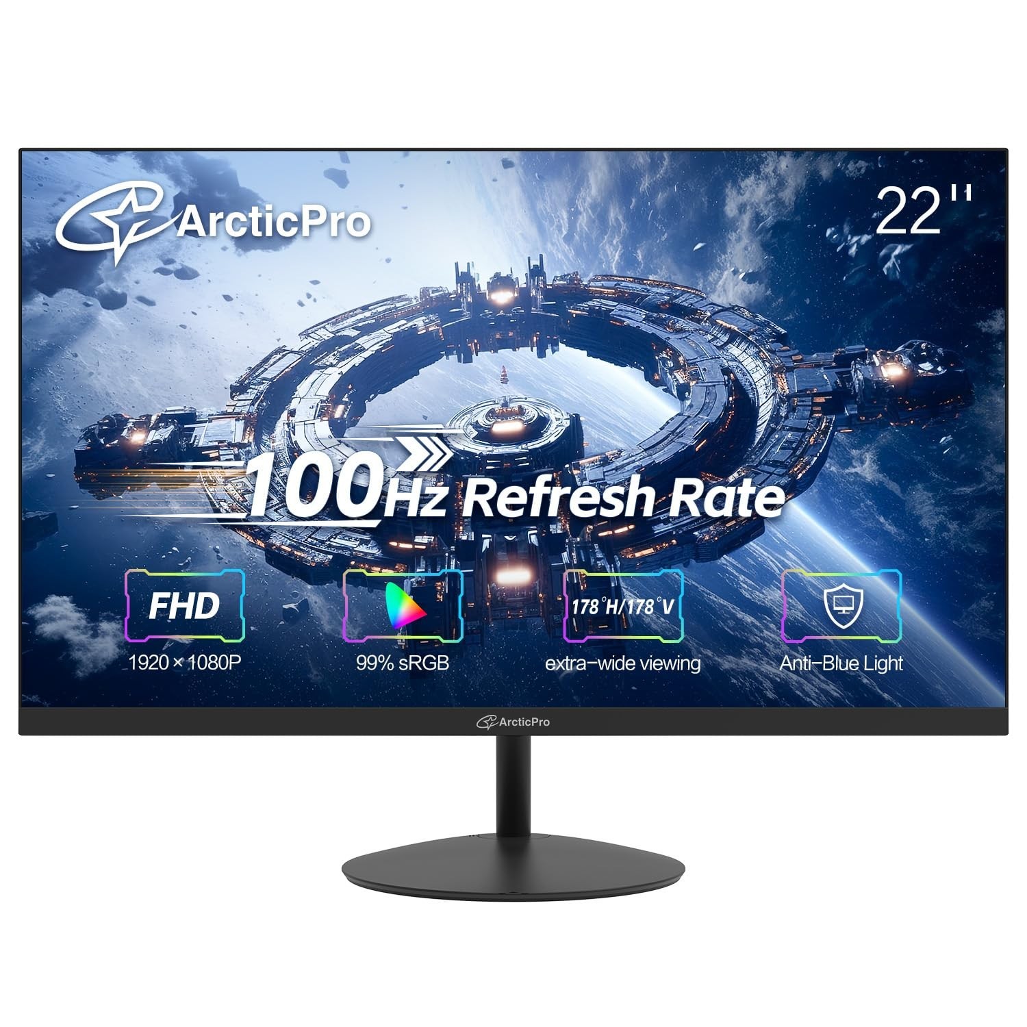 ArcticPro 22 inch 100Hz Monitor, Full HD (1920 x 1080p) Computer Monitor, 105…