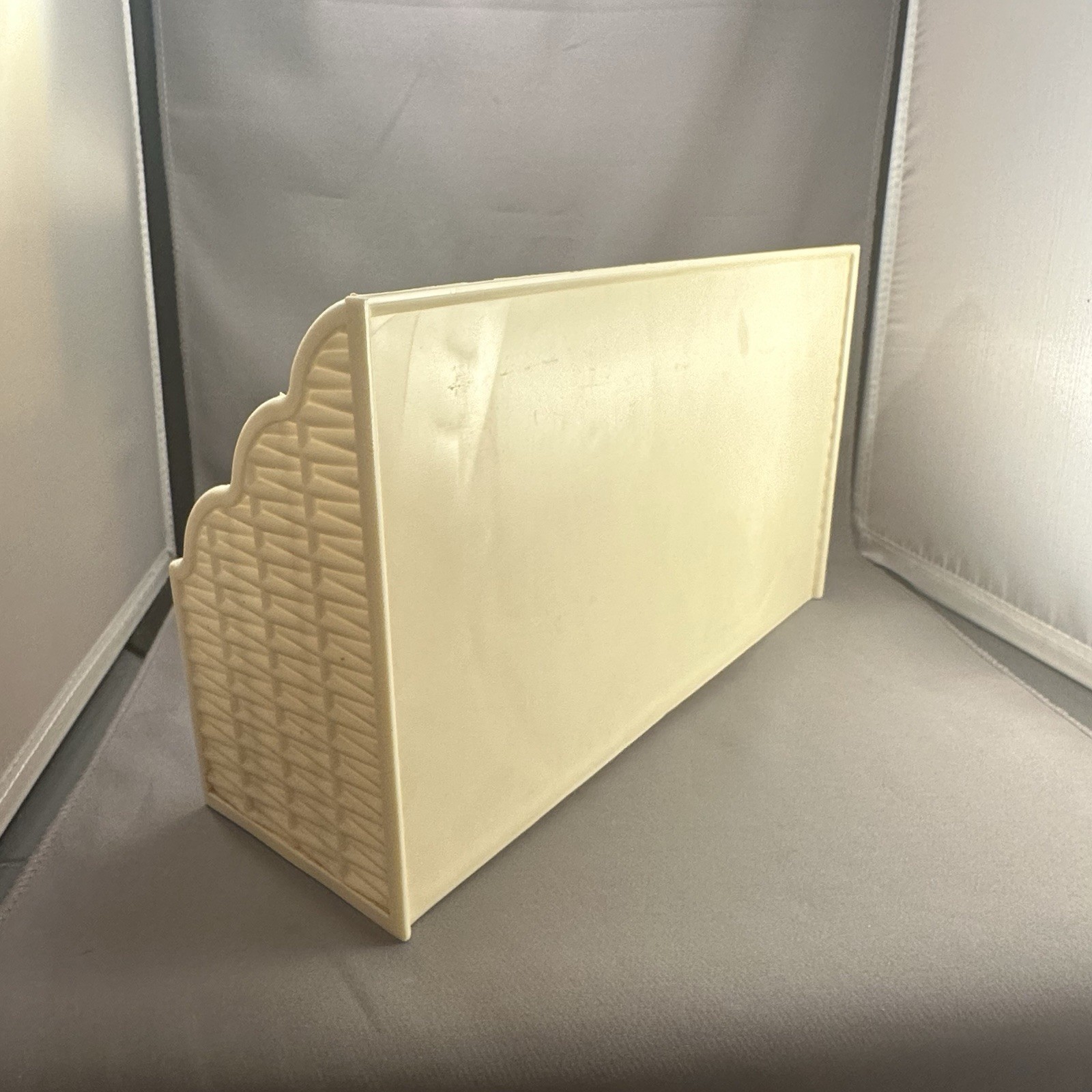 Vintage MCM Action Ind Weave Plastic Beige Desk Organizer For Pens Mail Etc