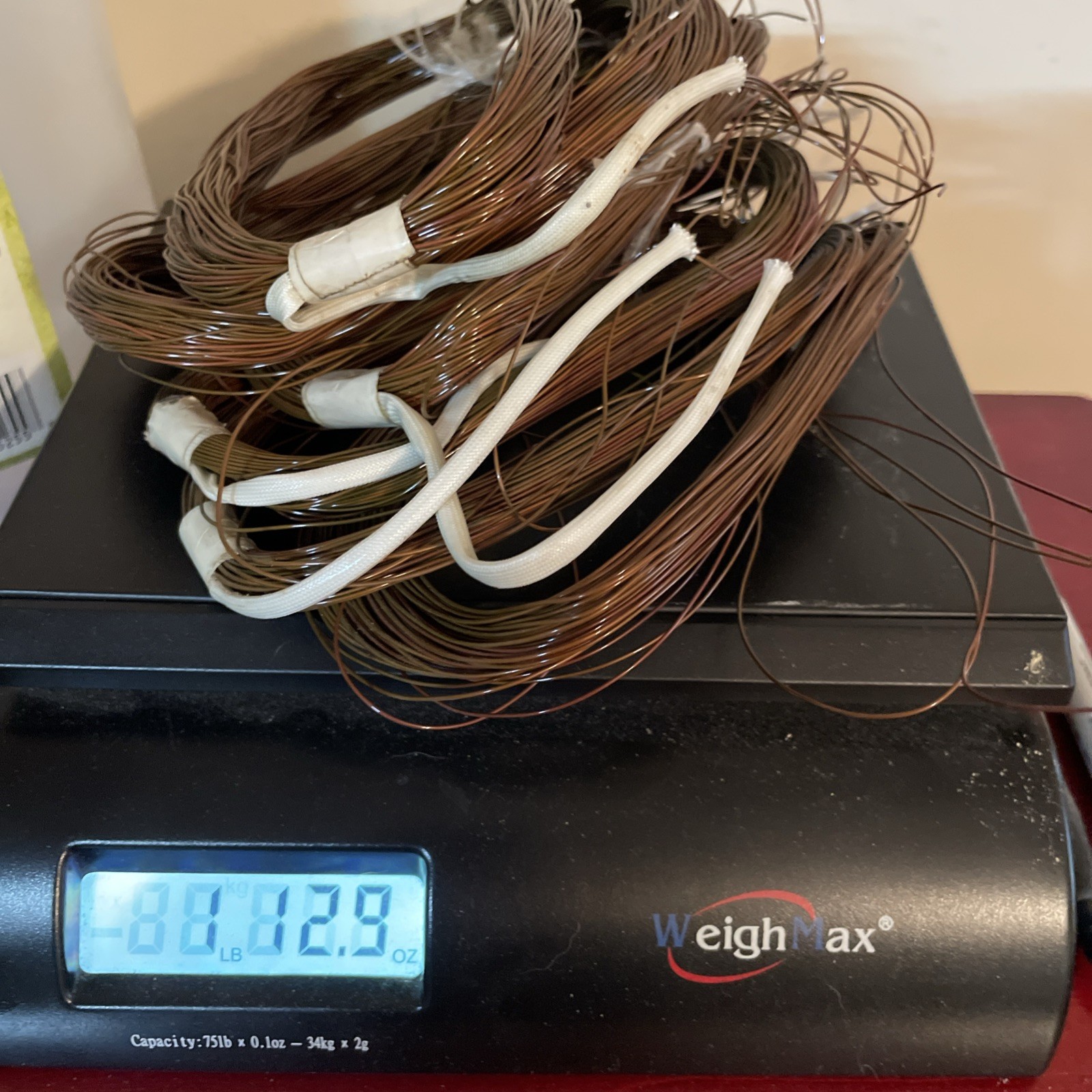 New Copper light electronics wire Attached with some Insulated sections 1lb.12oz