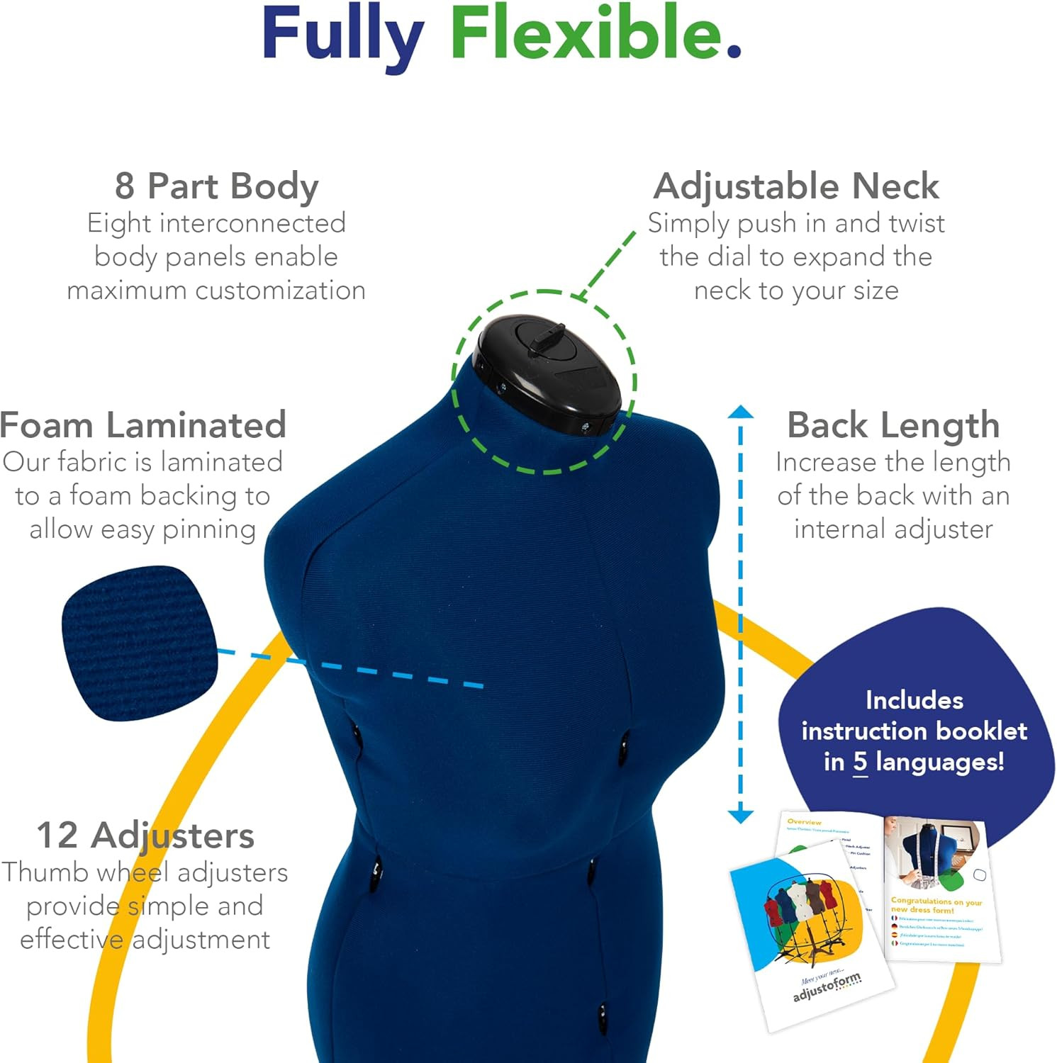 Sew Deluxe Adjustable Dress & Pants Mannequin with Hem Marker, M-L