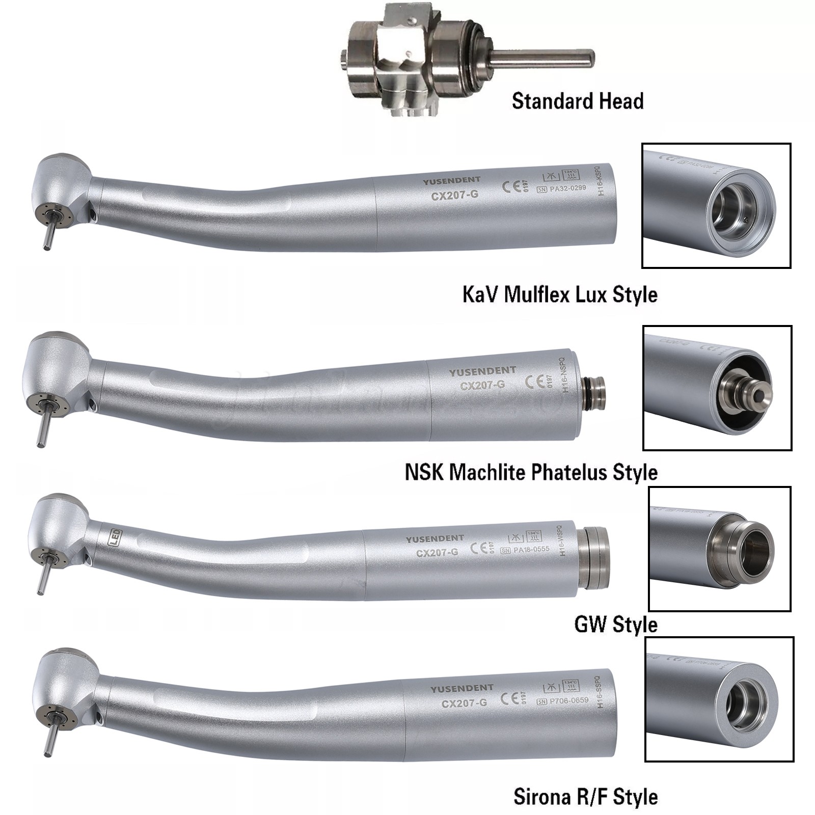 COXO YUSENDENT CX207-G Dental Fiber Optic LED High Speed Handpiece Air Turbine
