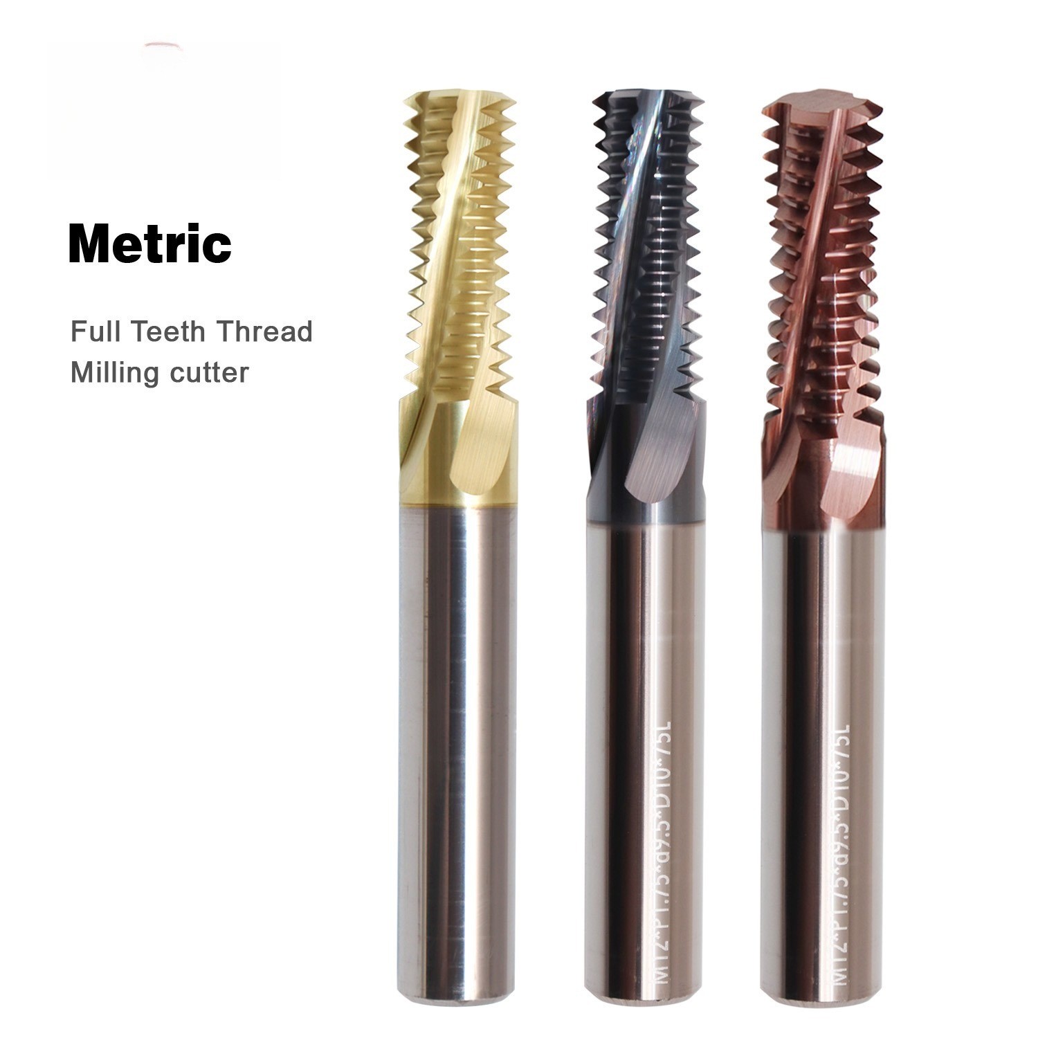 Carbide Thread End Mill Milling Cutter M3 M5 M6 M8 M10 Treading Tools for Steel