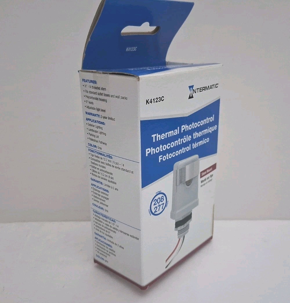 Intermatic K4123C Stem Mount Thermal Photocontrol 208-277V 15A Dusk-to-Dawn