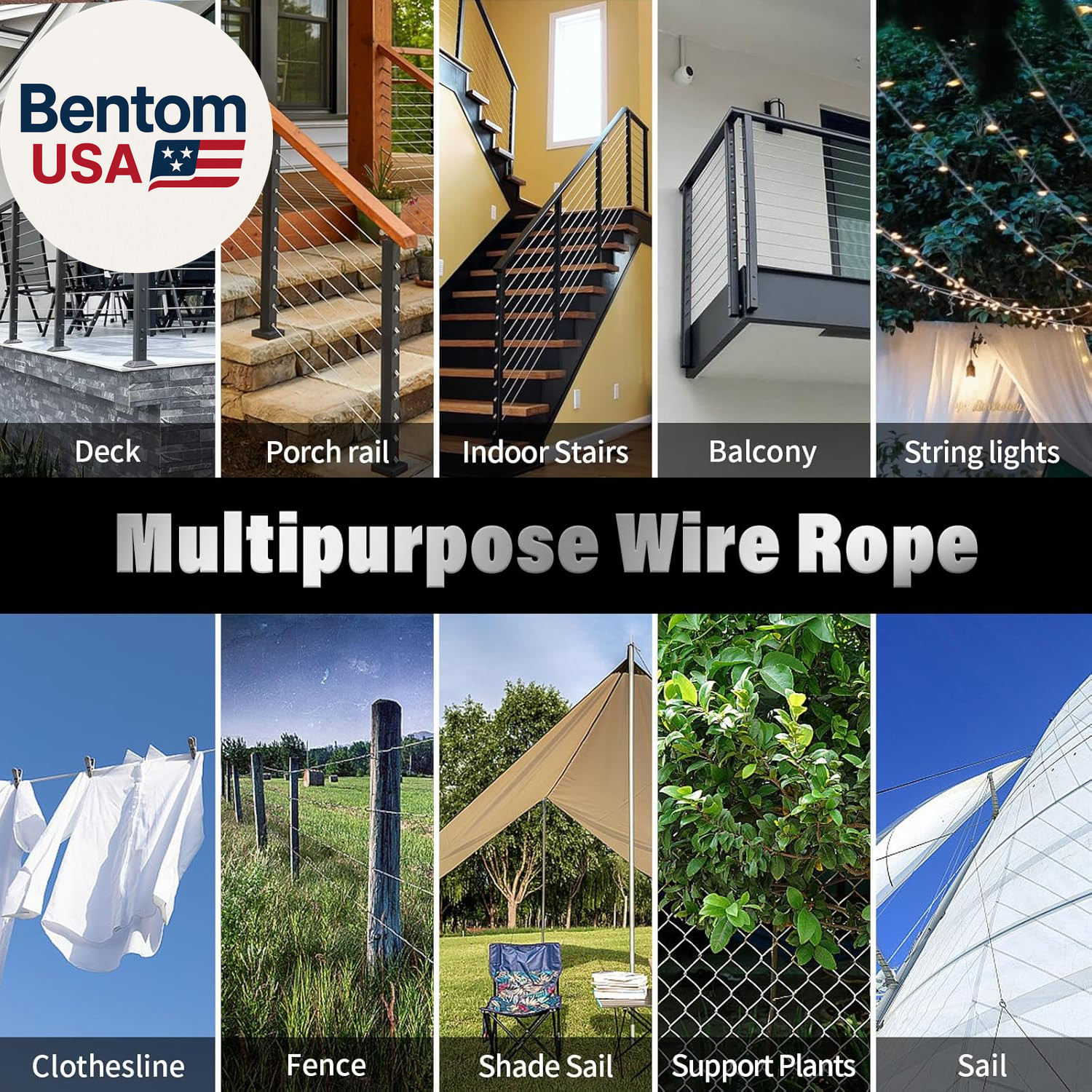 Stainless Steel Cable for Railing – 500FT 1/8″ T316 Wire Rope Cable for Deck Rai