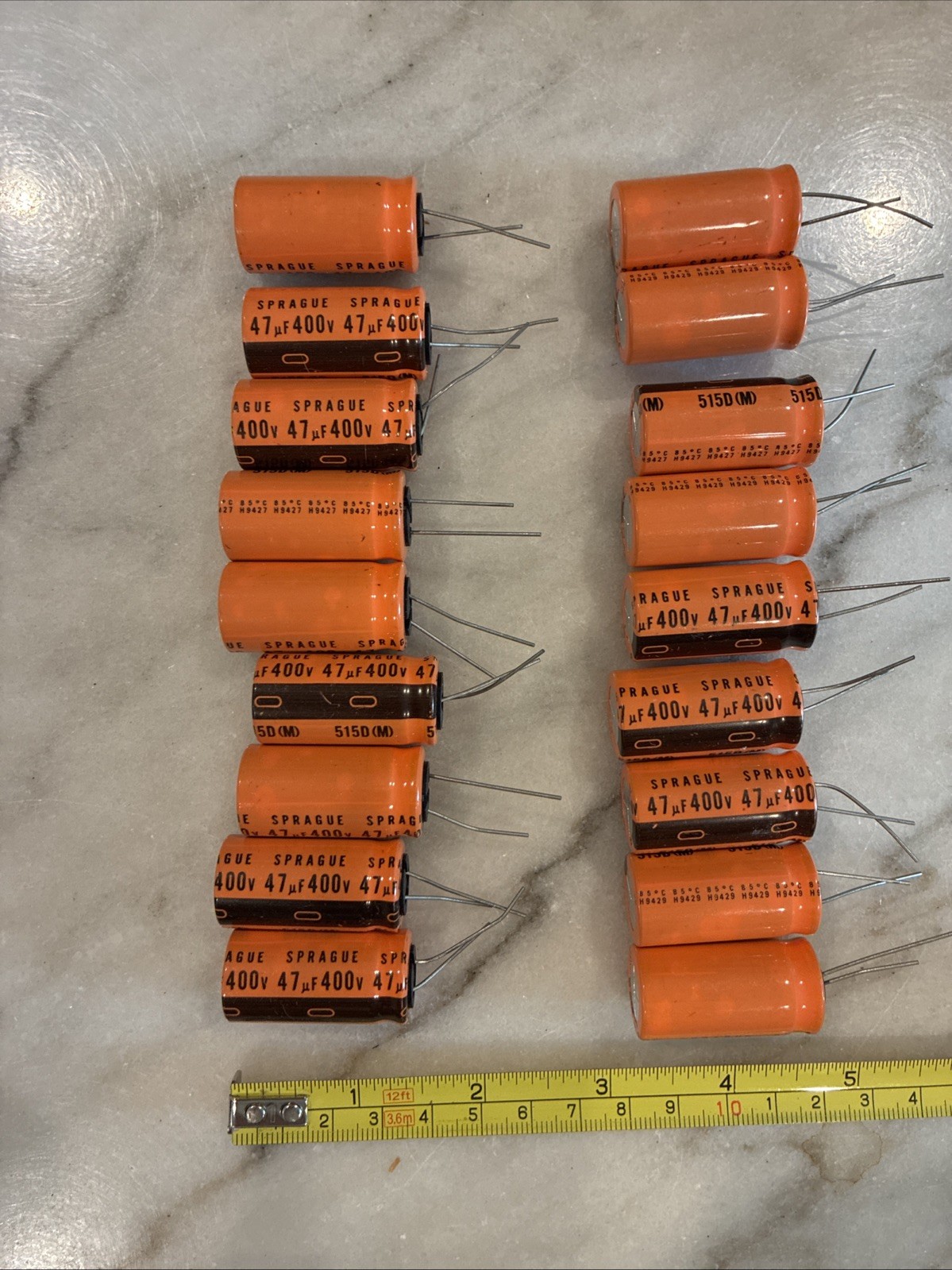 (18) NOS 47uF 400V Sprague Aluminum Electrolytic Capacitor 515D Series Open Box