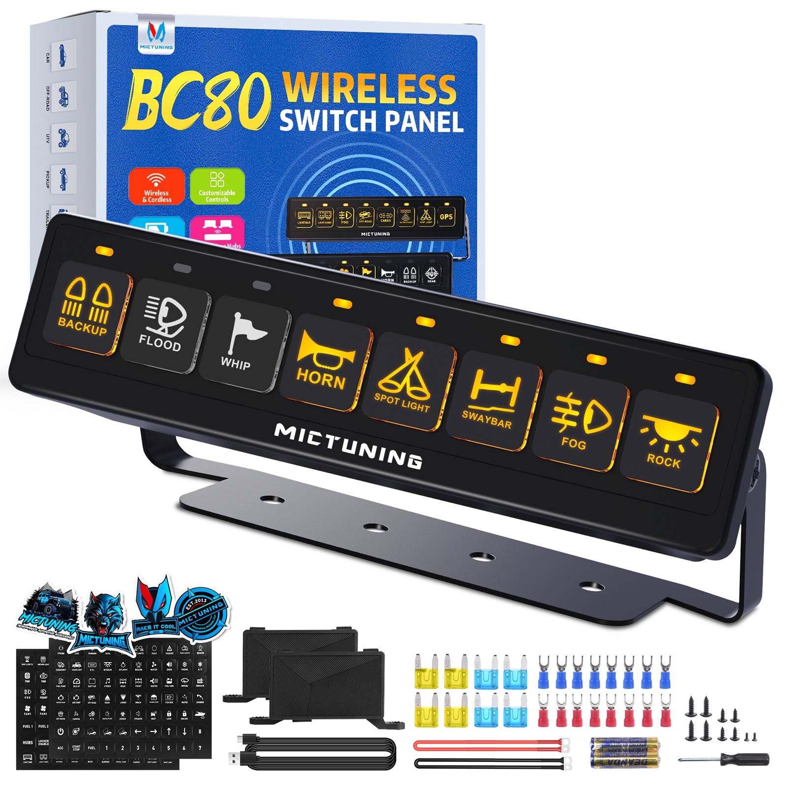 MICTUNING Wireless On/Off Switch Panel Toggle Circuit Relay Control System Box