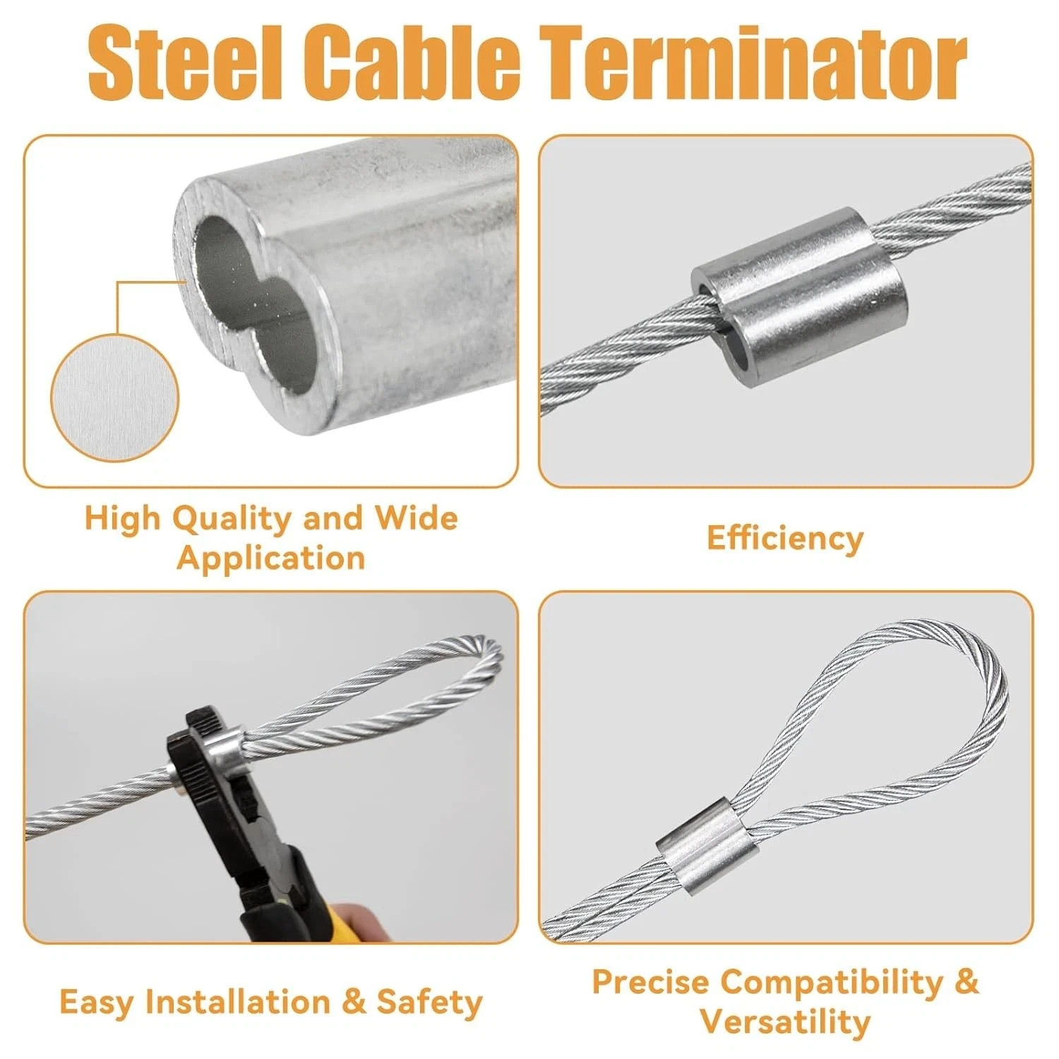 1/8″ (3Mm) Aluminum Crimping Loop Sleeve for Wire Rope, Cable Ferrule (100Pcs)