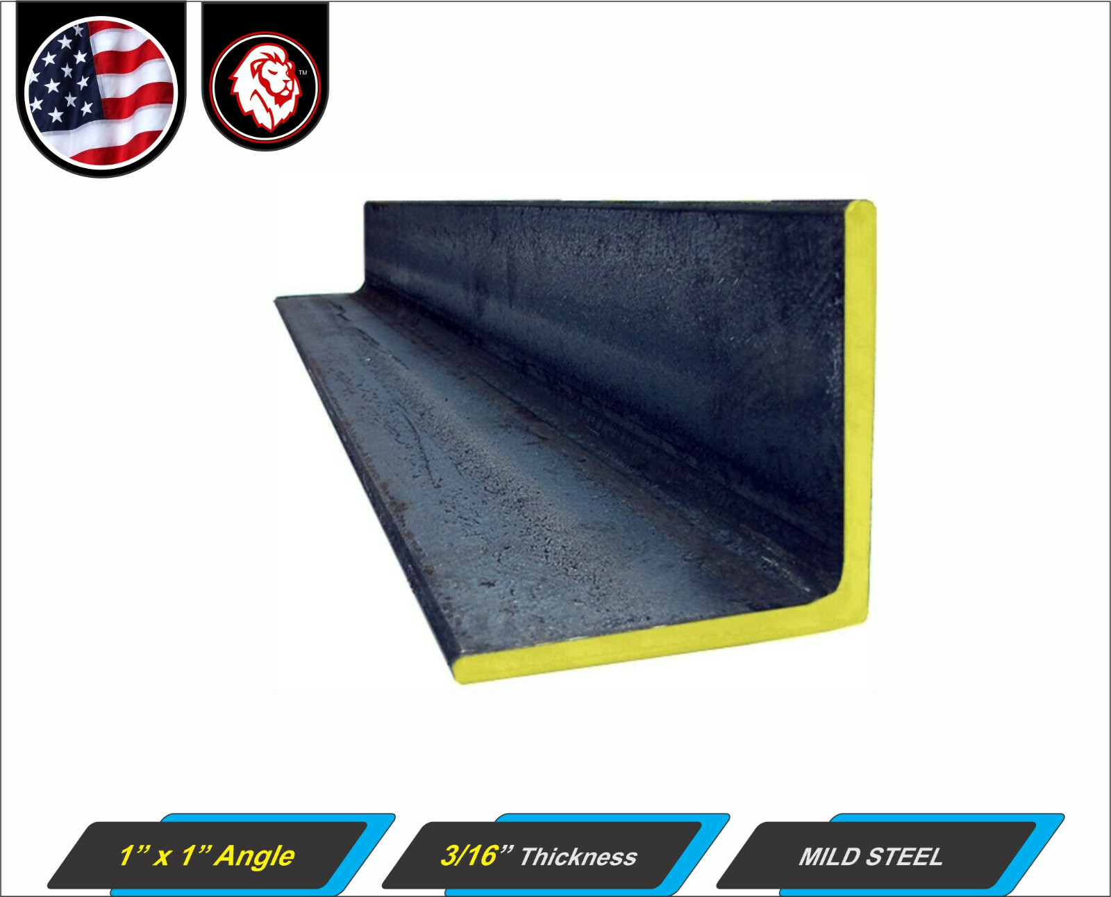 1″ x 1″ Metal Angle Bar – 3/16″ gauge – Mild Steel – 12″ Inch Long (1-ft)