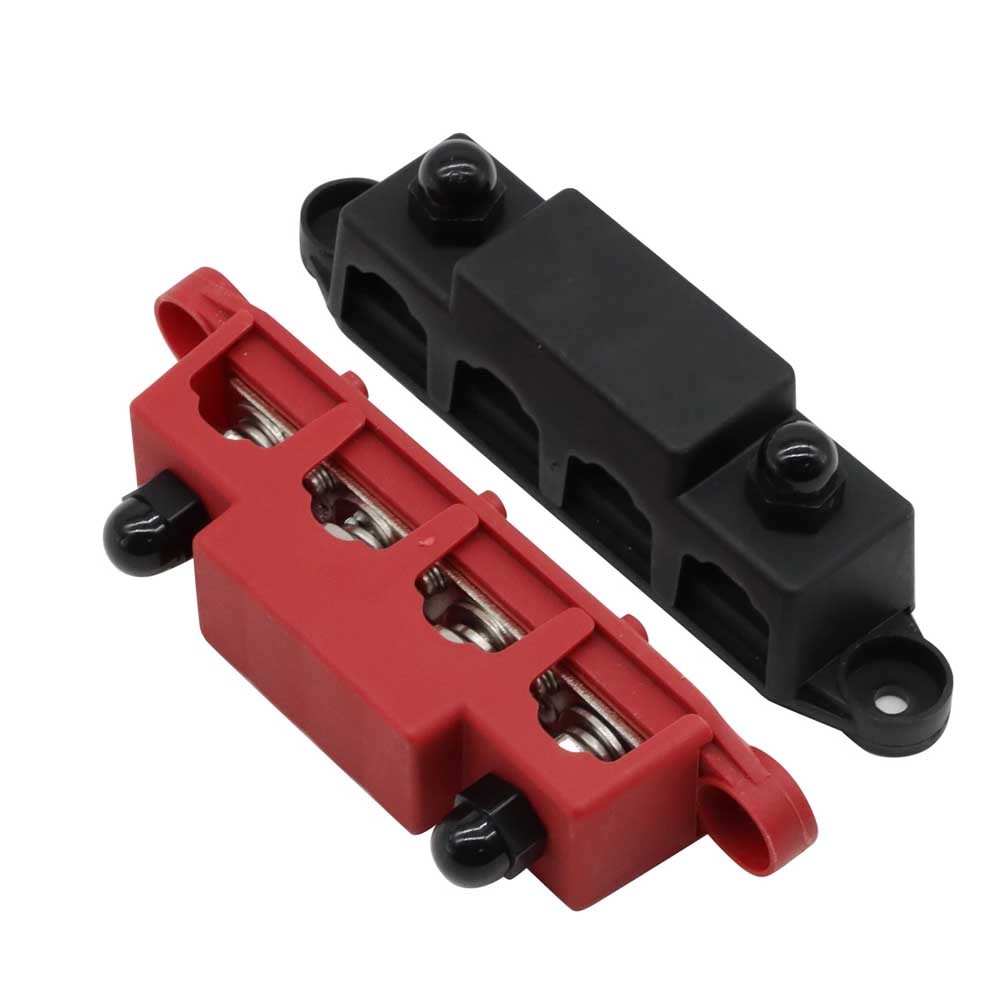 12V 250A Bus Bar Power Distribution Block 4 x 3/8″ Studs Battery Terminal Block