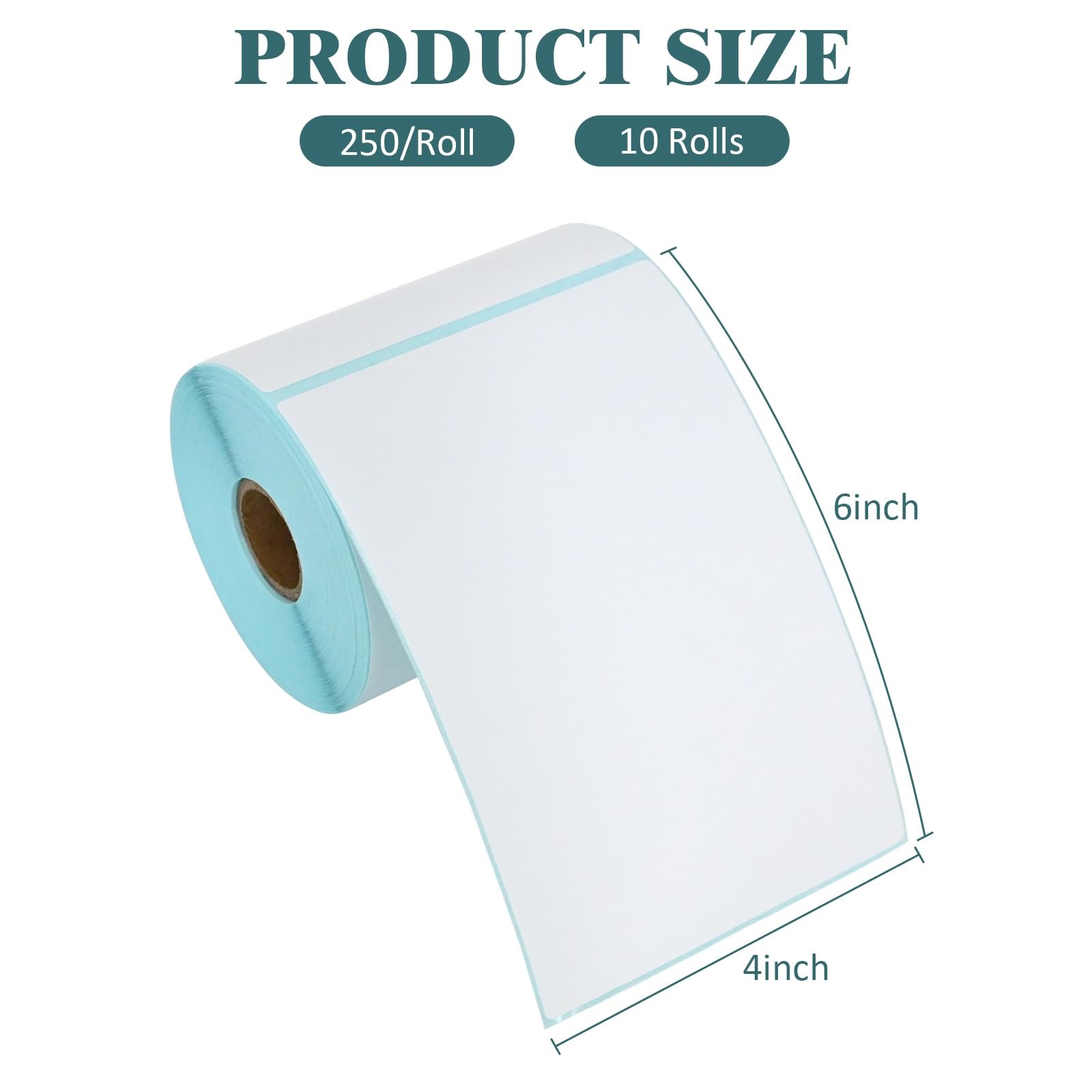 2500 PCS 4″x6″ Thermal Labels, 250 Labels/Roll, White Perforated & Strong Adh…