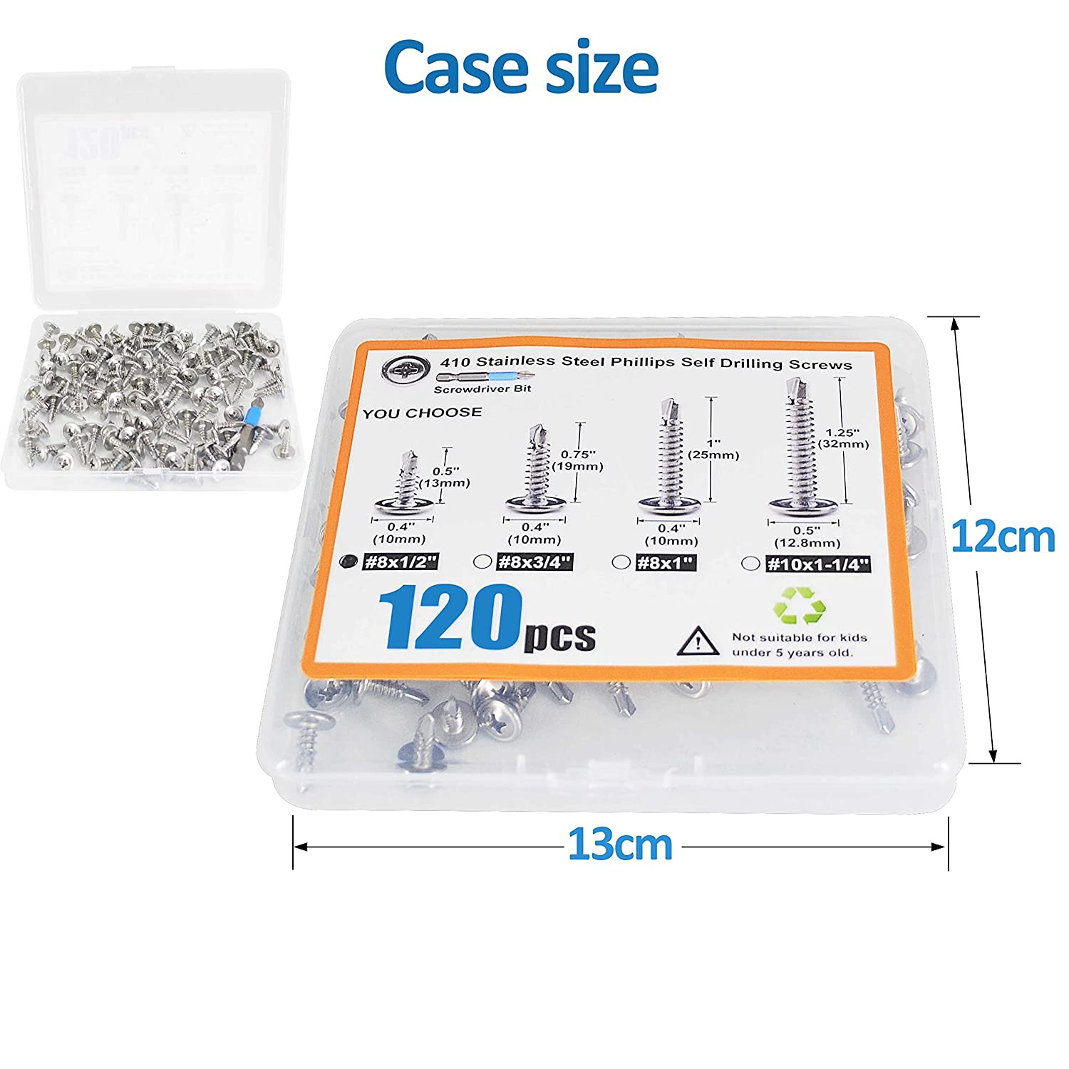 #8 x 1/2 Sheet Metal Screws 120PCS 410 Stainless Steel Truss Head Fast Self…