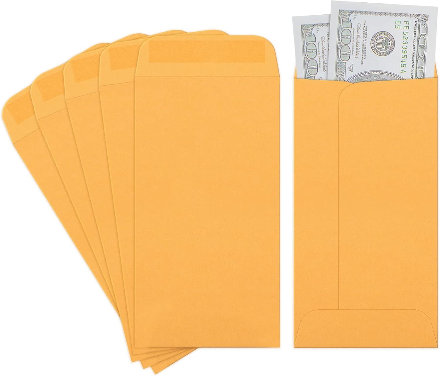 ValBox 3.5×6.5 Money Envelopes, Brown Kraft #7 Coin Envelopes, Small Parts With