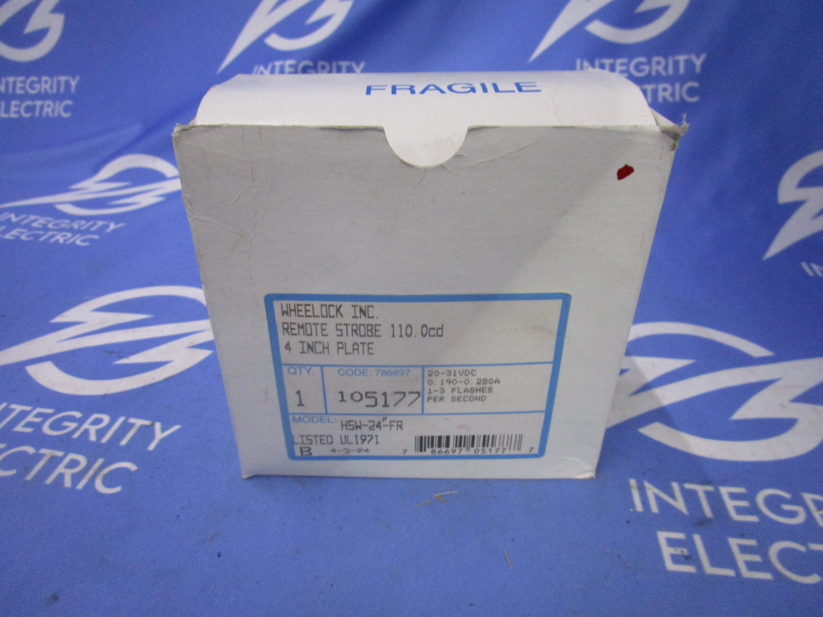 NIB WHEELOCK/EATON REMOTE FIRE ALARM HSW-24-FR 0.190-0.280A 20-31VDC W/STROBE 1