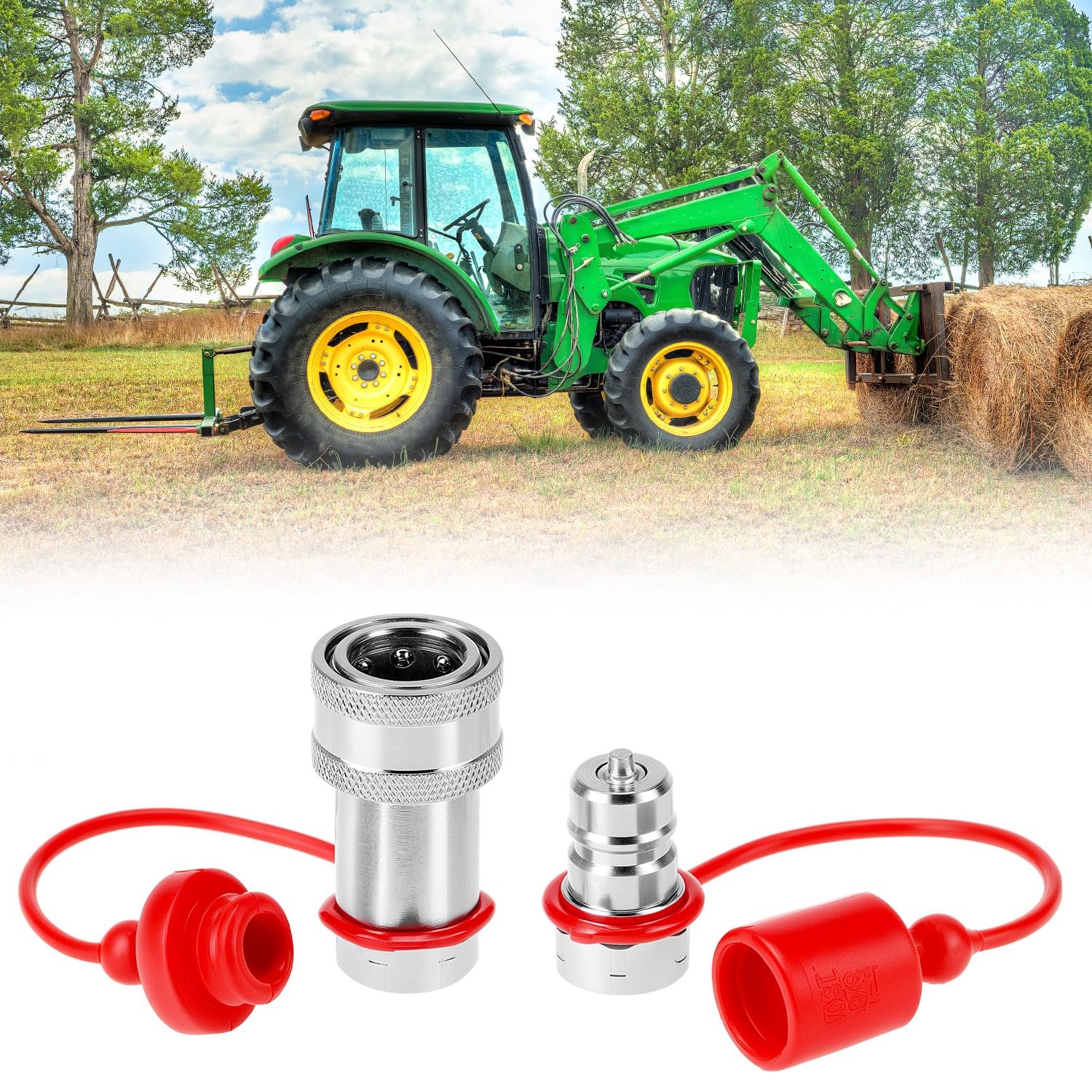 2 Pack 3/8” NPT Hydraulic Quick Connect Couplers 4000 PSI 3/8 Body Steel Set ISO