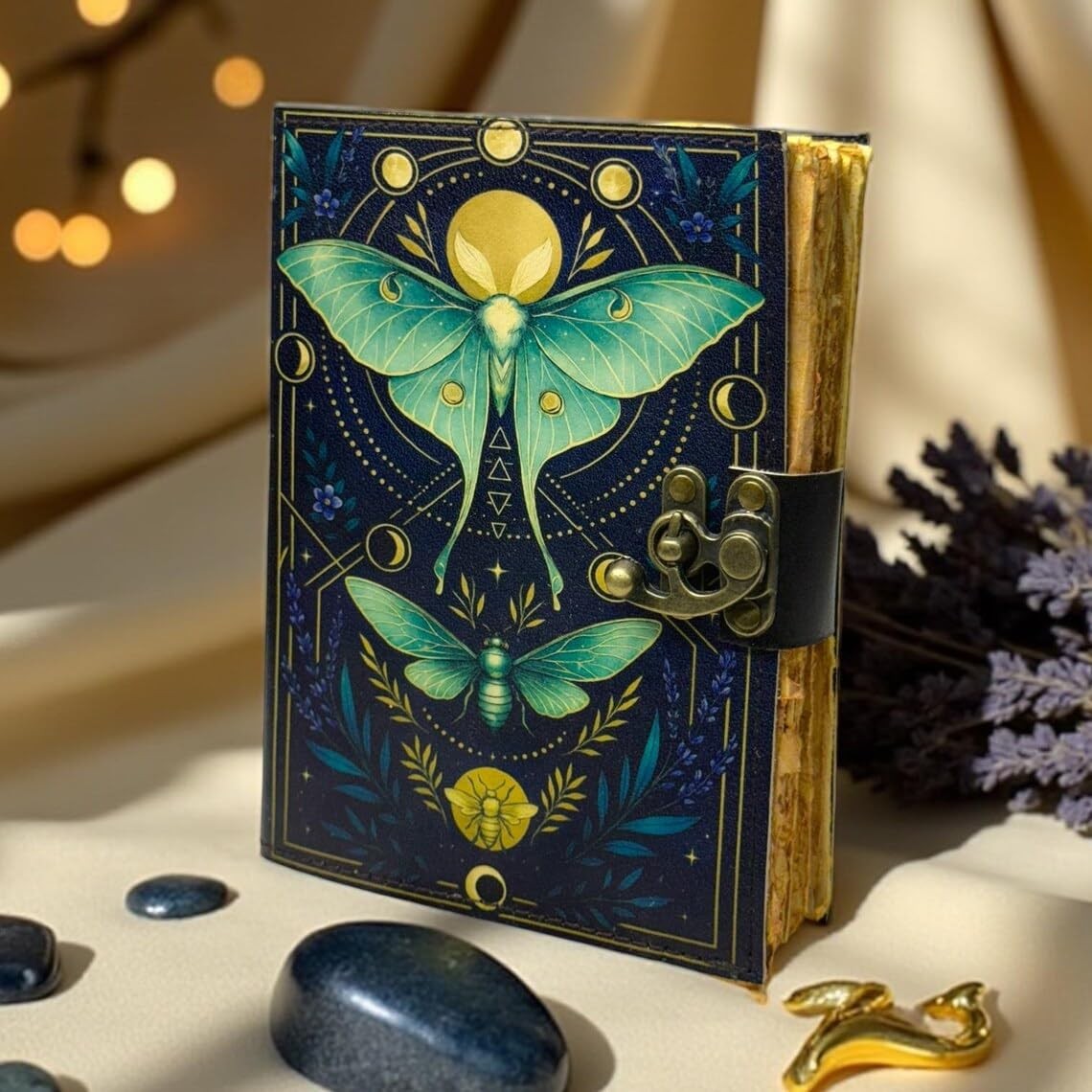 Blank Spell Book of Shadows Journal with Lock Clasp Vintage Handmade Leather Jou