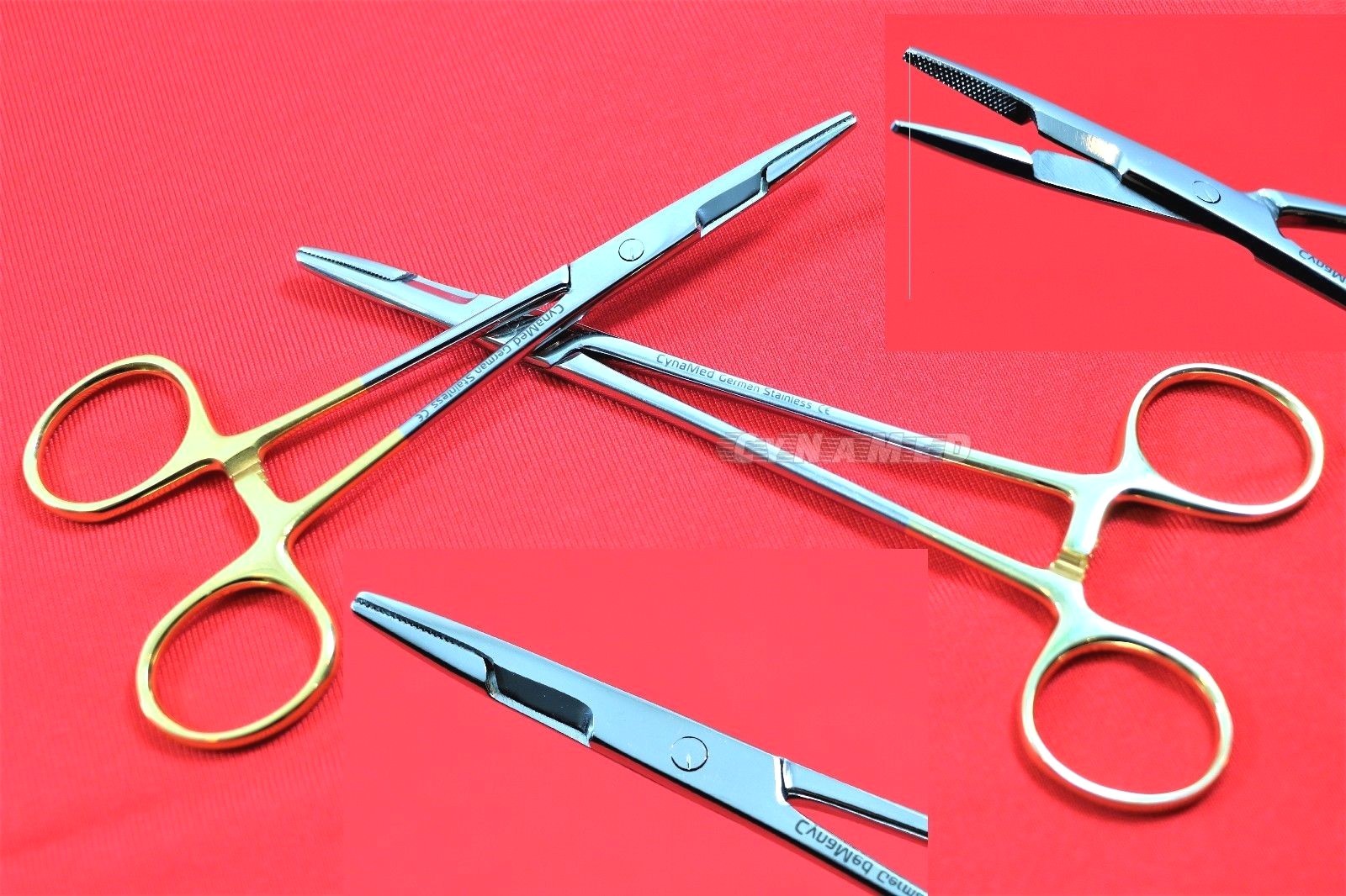 5 EA GOLD HANDLE GERMAN OLSEN HEGAR NEEDLE HOLDERS HEMOSTAT SCISSORS 6.5″ DENTAL