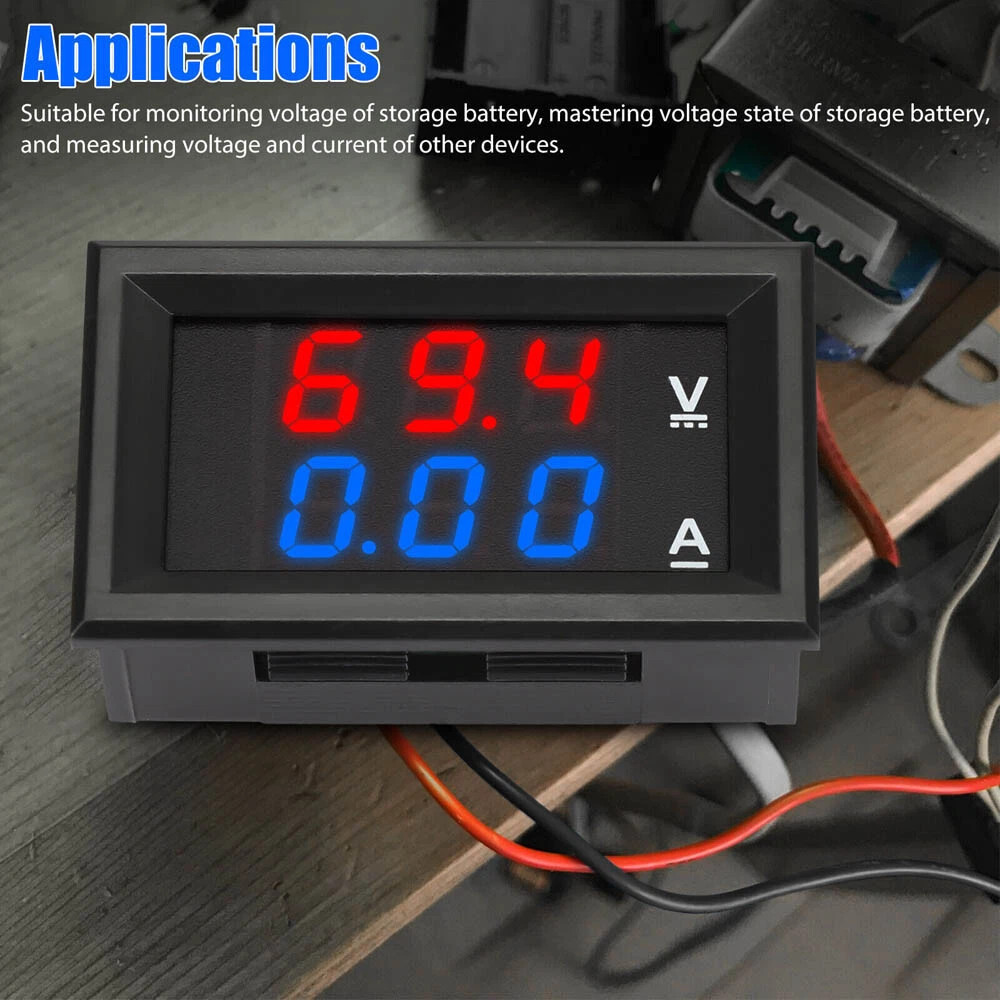 4× DC 100V 10A Voltmeter Ammeter LED Dual Volt Amp Meter Voltage Current Gauge