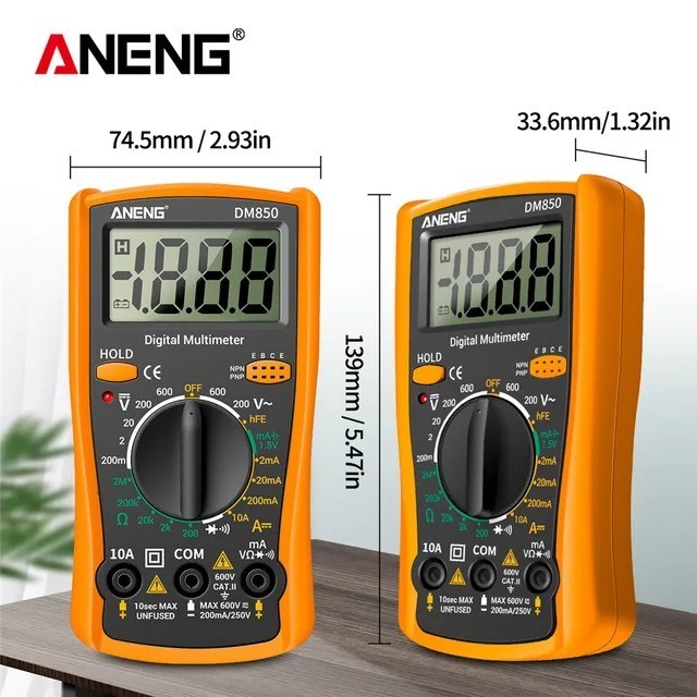 LCD Digital Multimeter AC DC Voltmeter Ammeter Ohmmeter Volt Tester Leads Meter