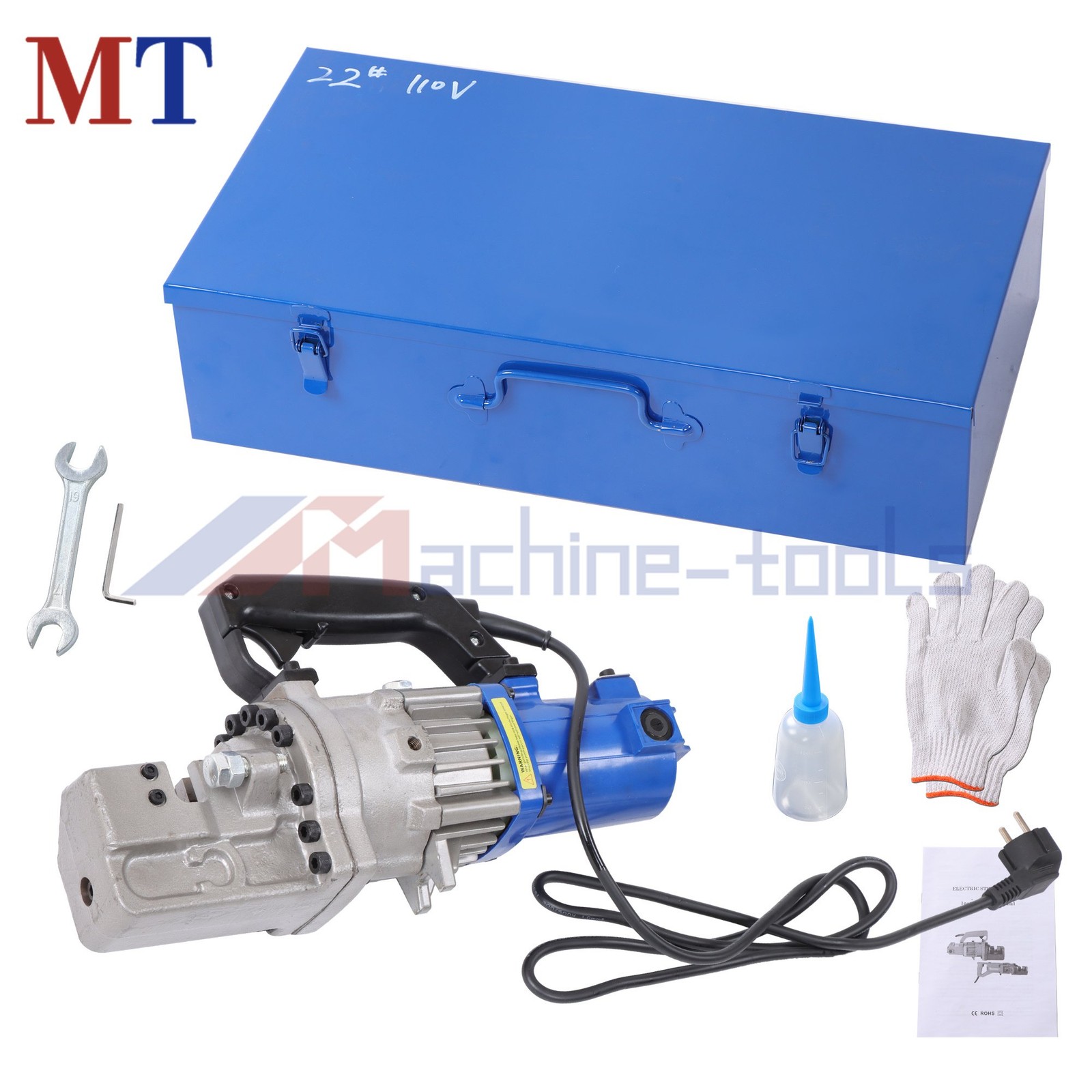 Heavy-Duty Rebar Cutter RC-20 1250W Motor 3/4» Max Cut Metal Storage Box