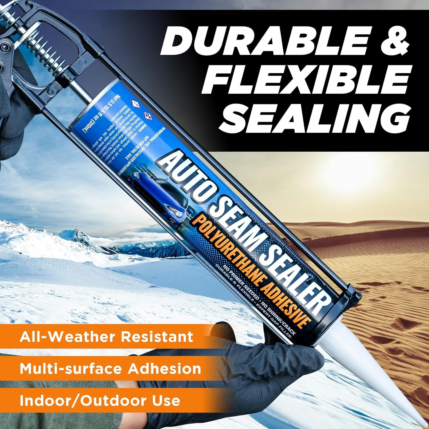 [Black] 2 Pack Professional Automotive Seam Sealer, Paintable Quick-Set Polyuret