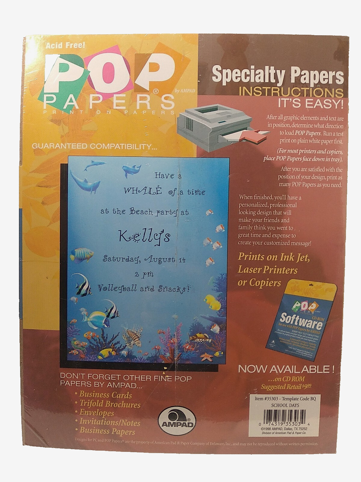 PopPapers~Specialty Paper~School Days~100ct~8 1/2 × 11~Archival•Print•Write•Copy
