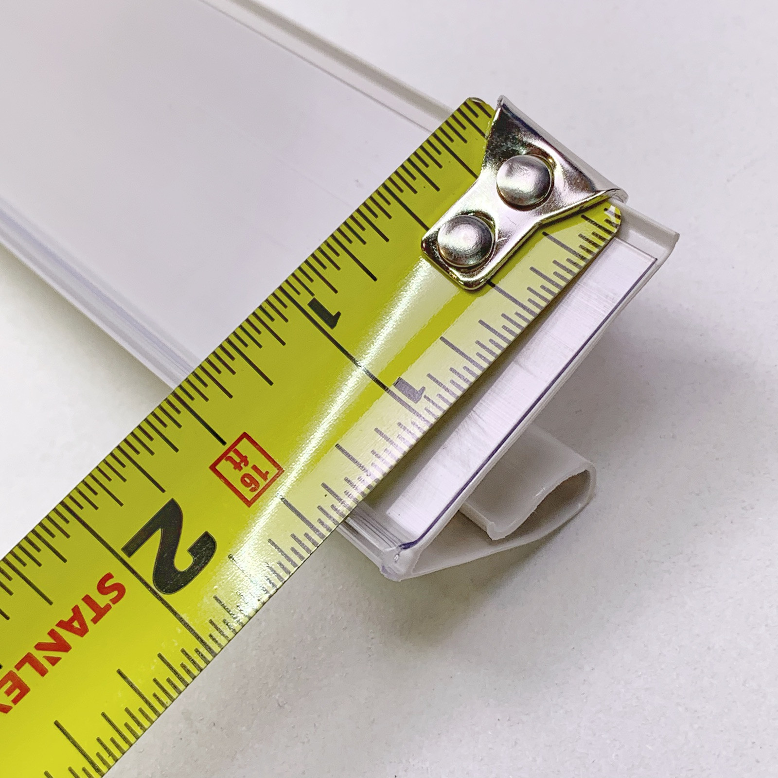 CASE of 50 Beige / Clear 47.5″ Clip-On Price Label Channel for 48″ Gondola Shelf