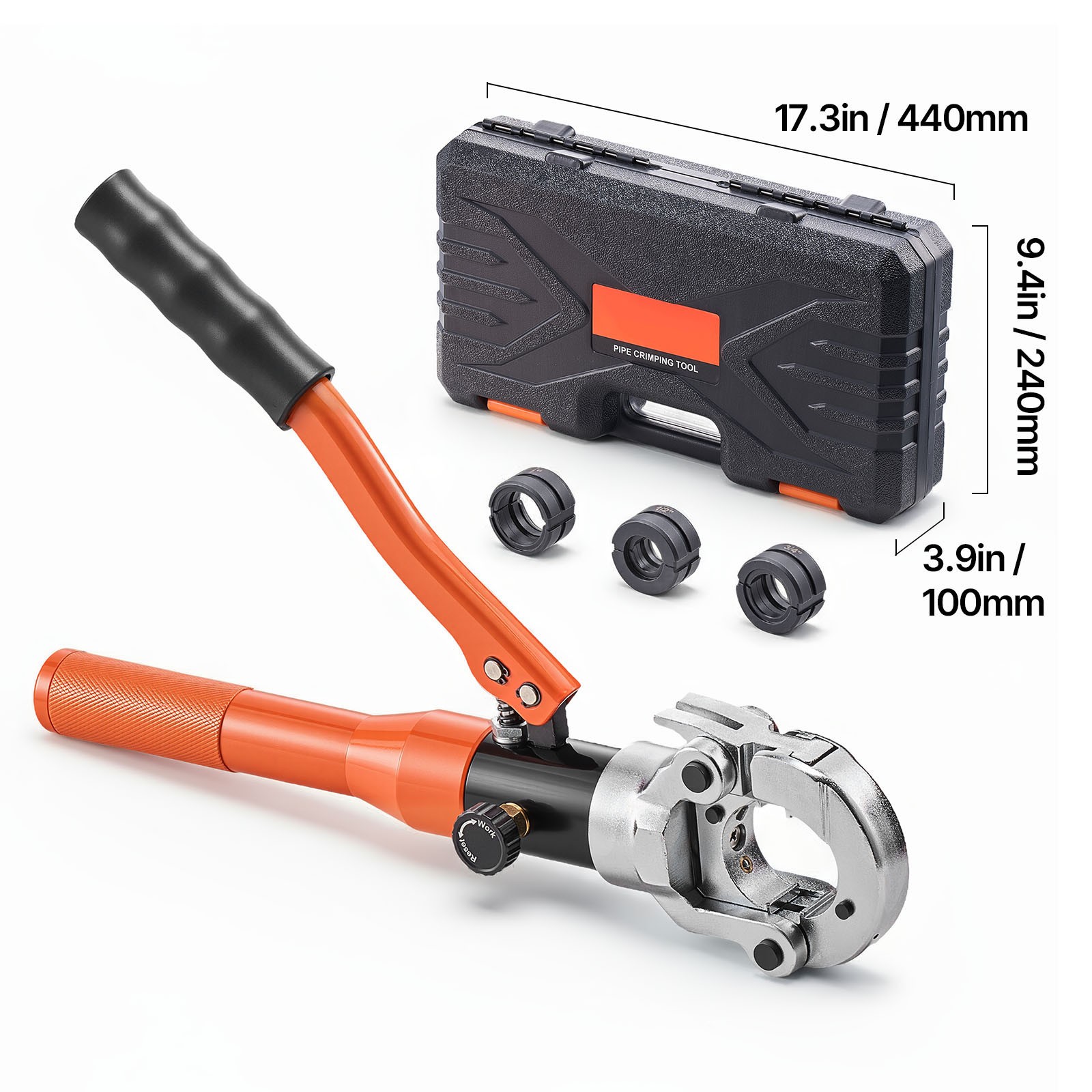 Uimoso Hydraulic Copper Pipe Crimping Tool with 1/2″, 3/4″, 1″ Jaws