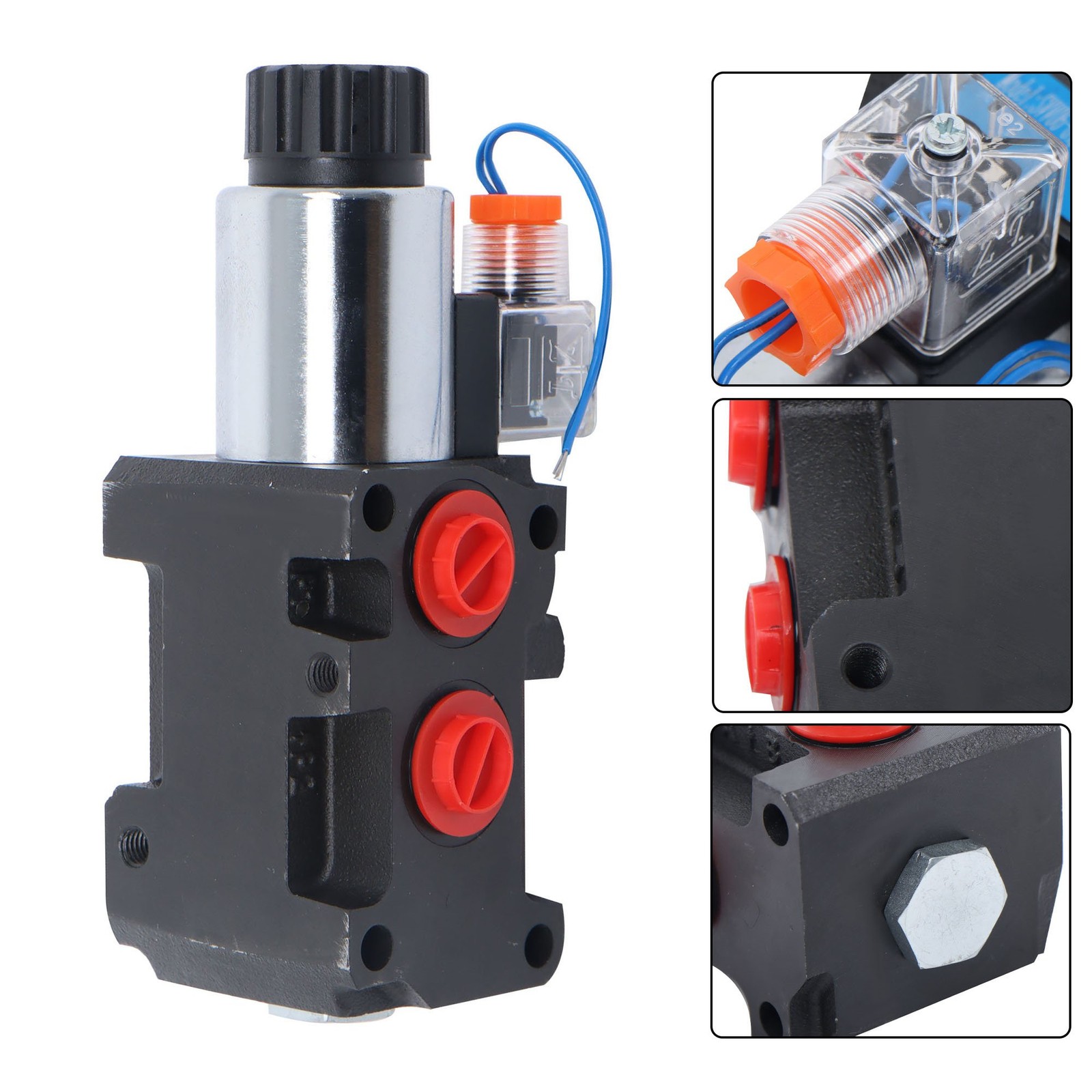 #10 SAE 6 Port 12V DC Hydraulic Solenoid Selector Diverter Valve 3Plug 13 GPM